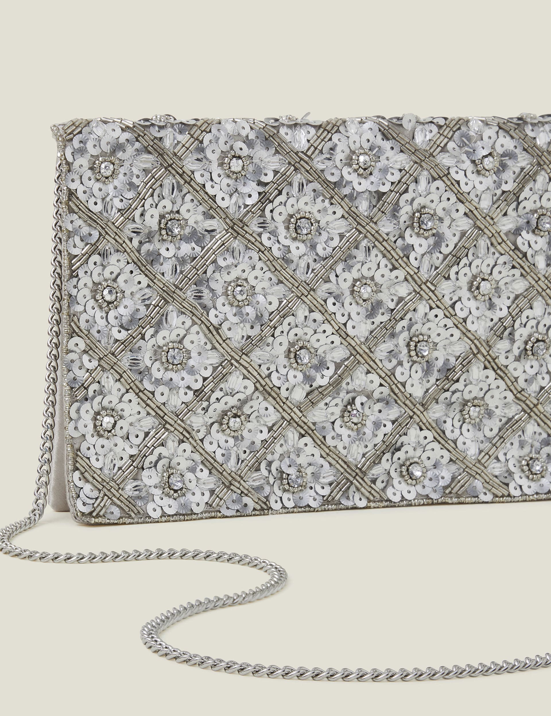 Accessorize beaded sequin chain strap clutch bag - British product