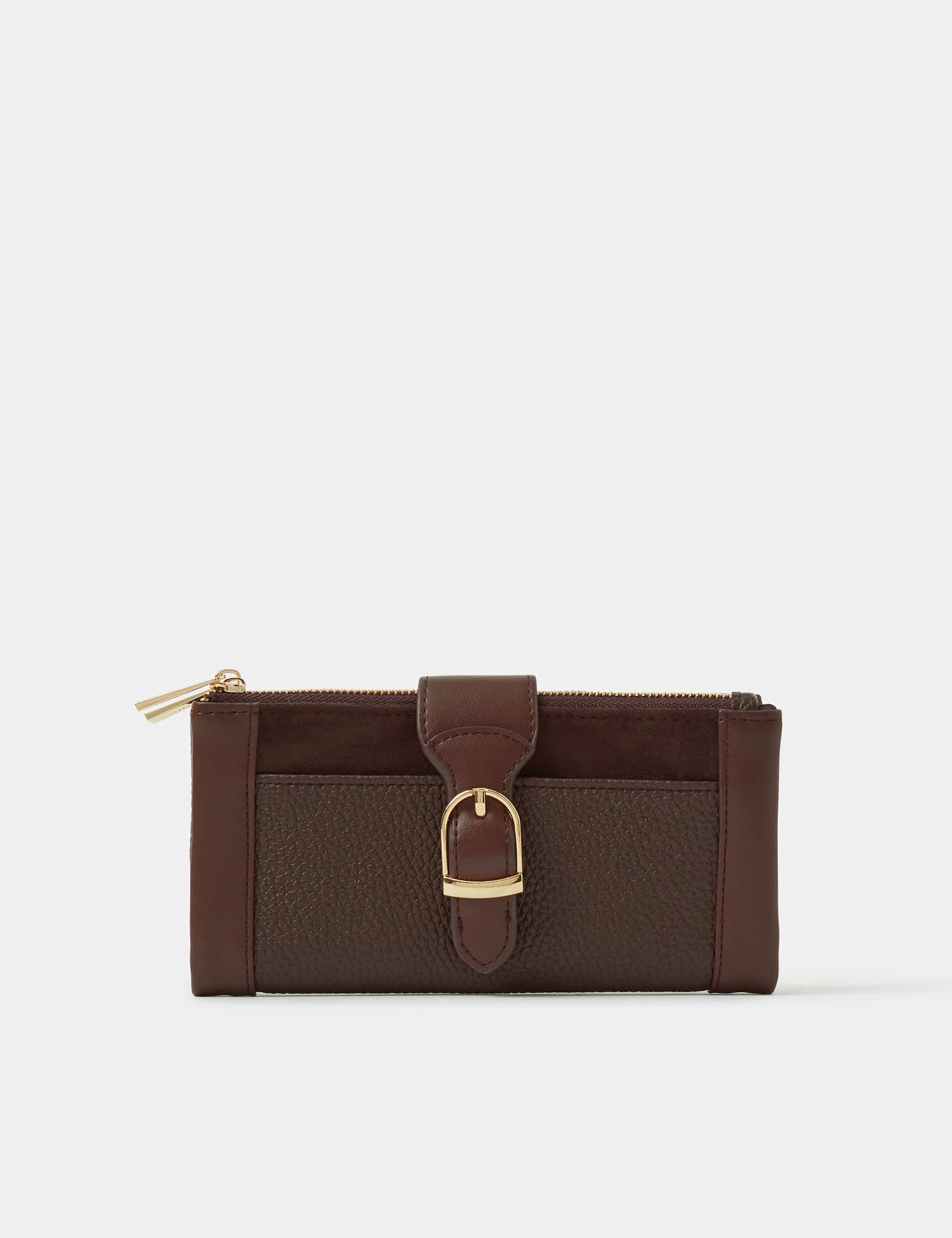 Accessorize faux leather purse with buckle closure - British product