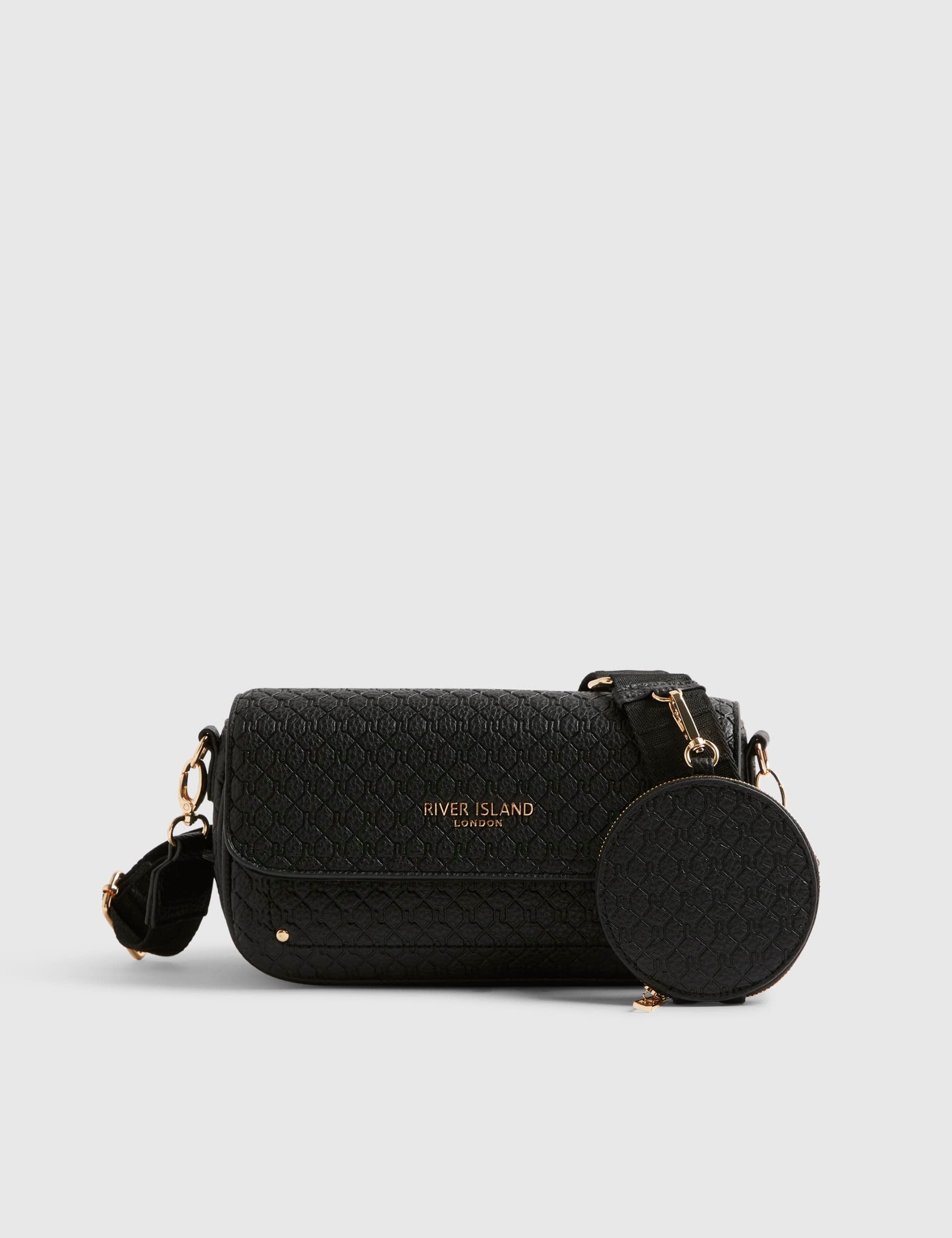 River Island cross body bag monogram print, imported from the UK