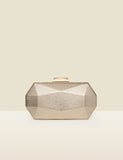 Sosandar geometric chain strap clutch bag metallic (British brand)