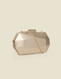Sosandar geometric chain strap clutch bag metallic (British brand)