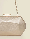 Sosandar geometric chain strap clutch bag metallic (British brand)