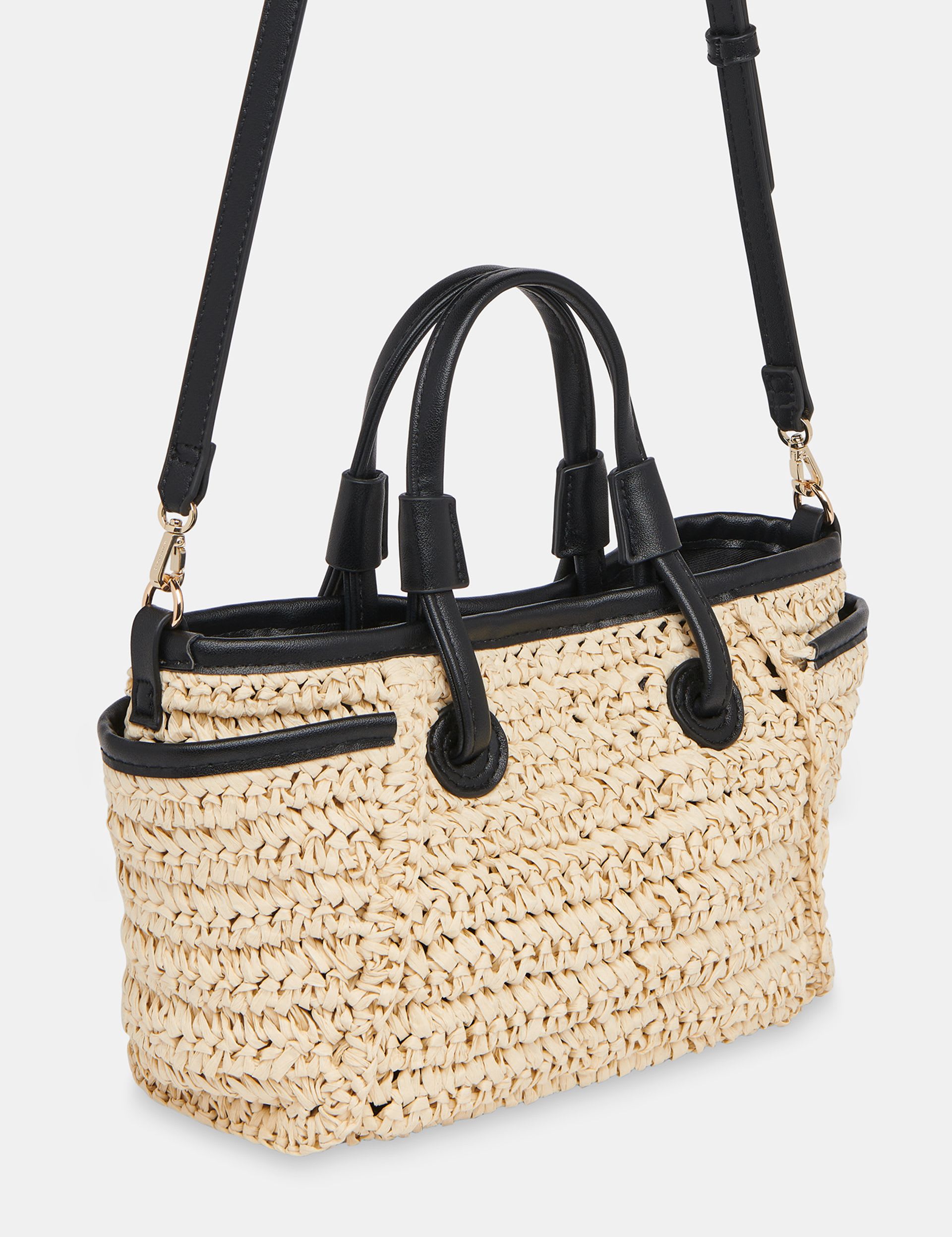 Whistles straw mini tote bag with cross-body strap - British product