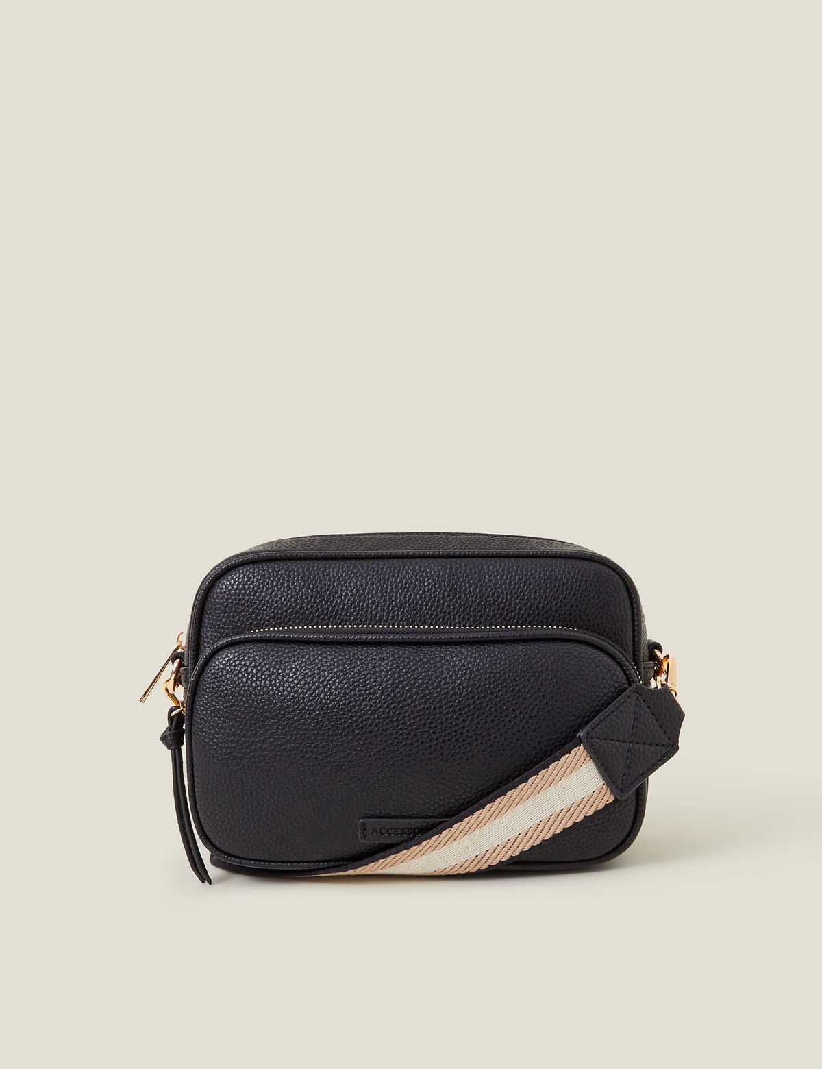 Accessorize faux leather double zip cross body camera bag - British product