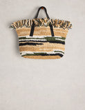 White Stuff crochet tote bag with paper outer and cotton lining (British brand)