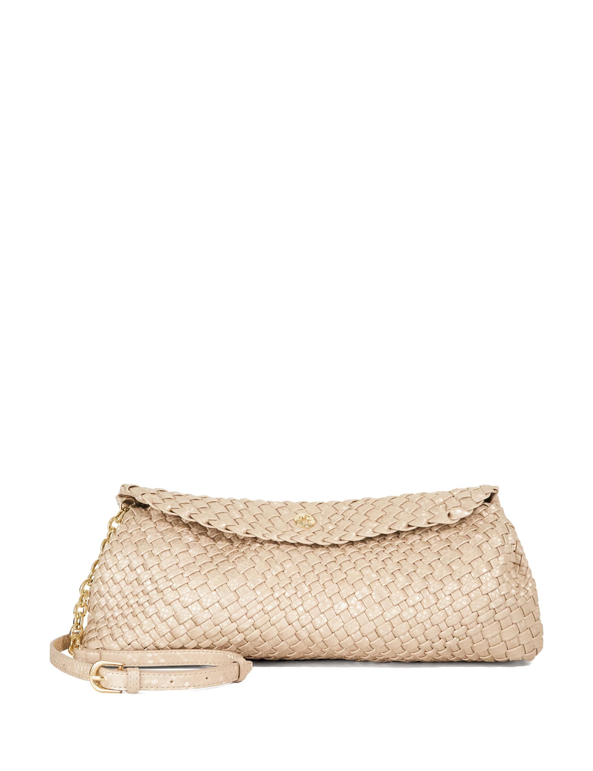 Dune London Faux Leather Woven Clutch Bag