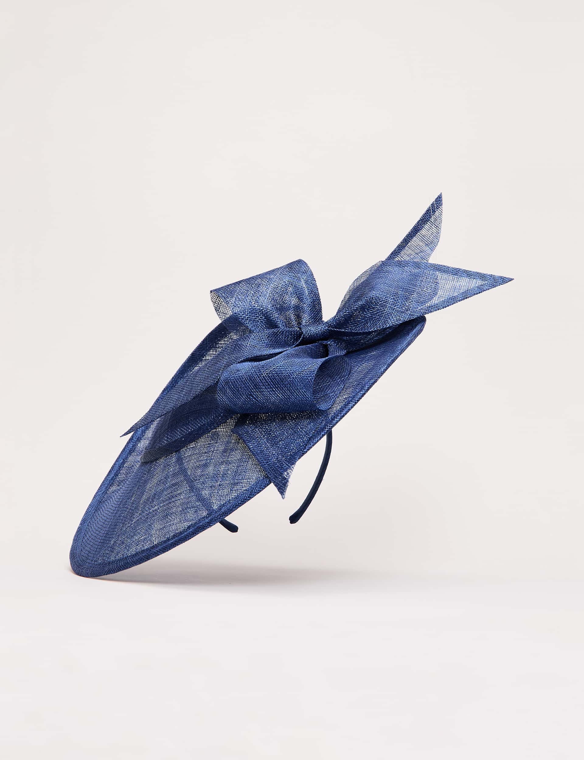 Phase Eight large bow fascinator in navy (British brand)