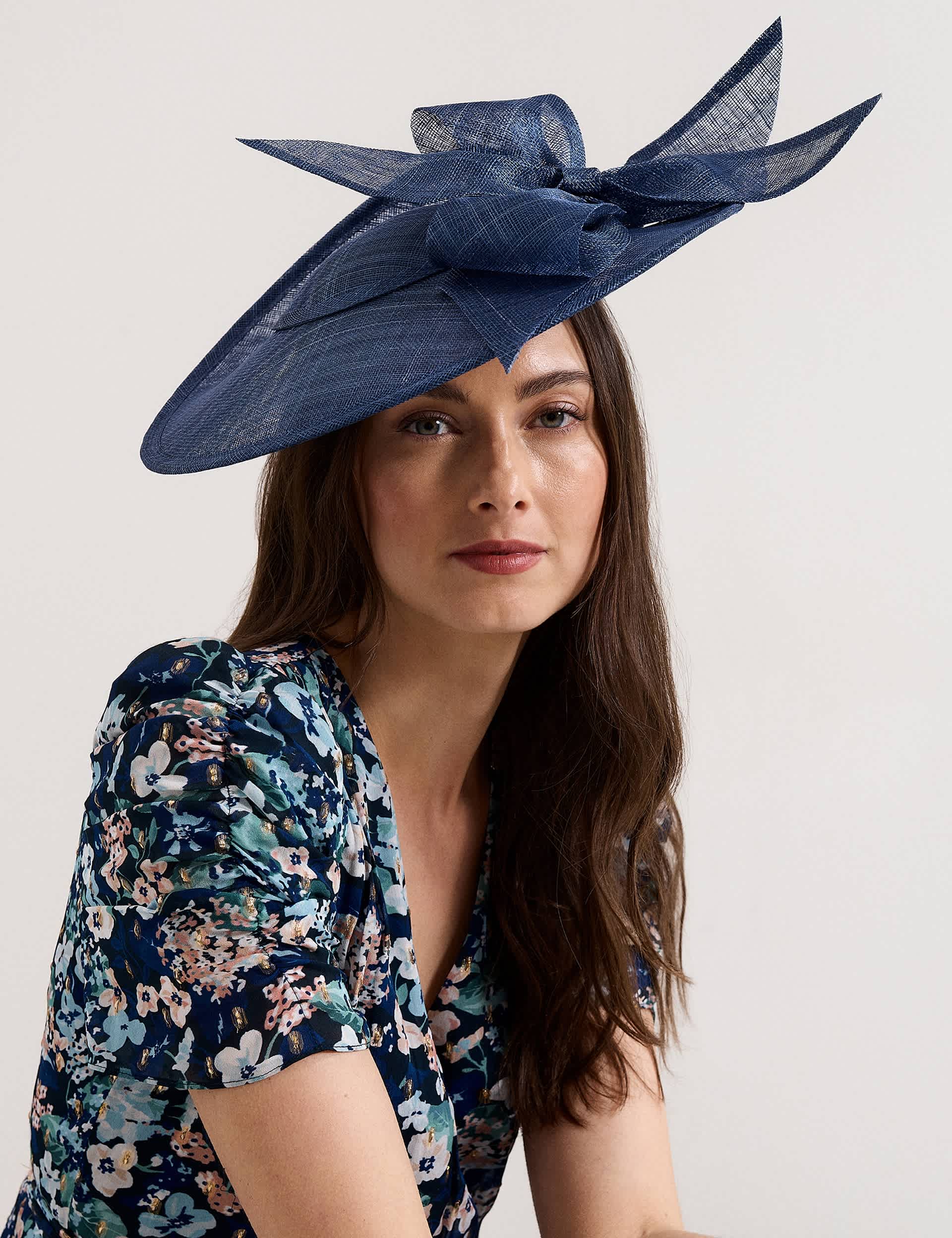 Phase Eight large bow fascinator in navy (British brand)