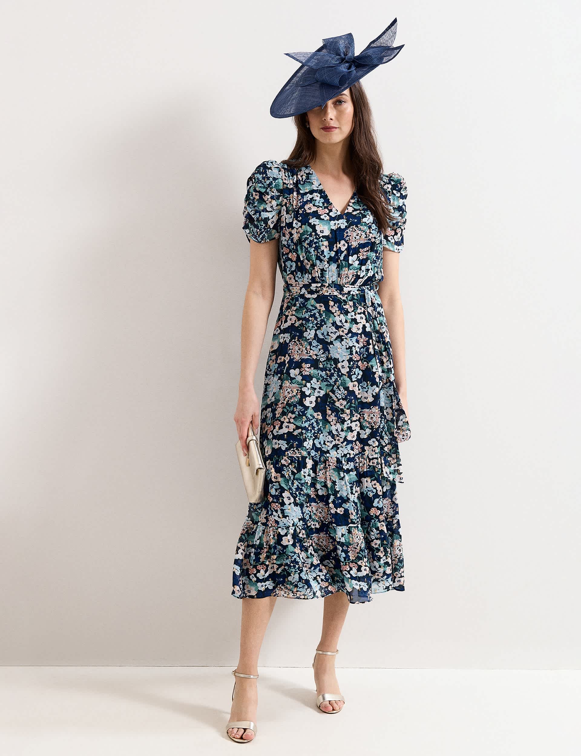 Phase Eight large bow fascinator in navy (British brand)