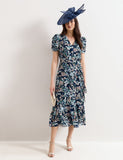 Phase Eight large bow fascinator in navy (British brand)