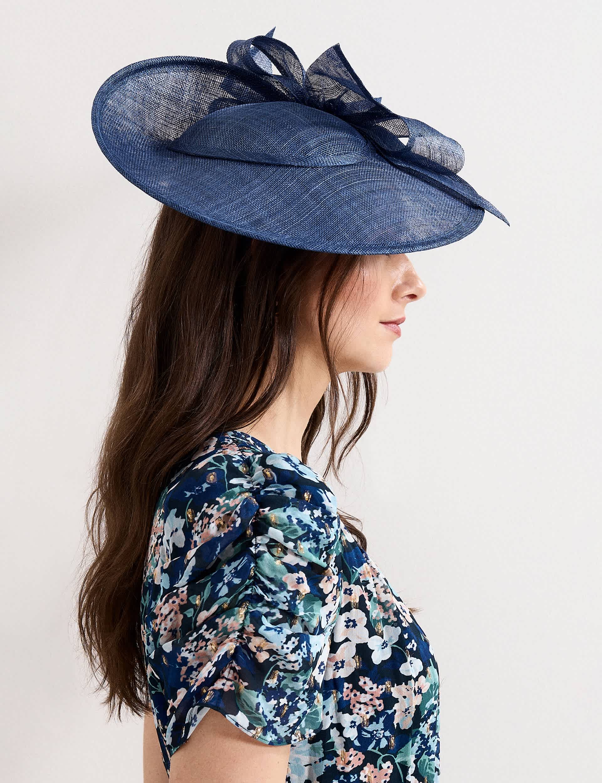 Phase Eight large bow fascinator in navy (British brand)