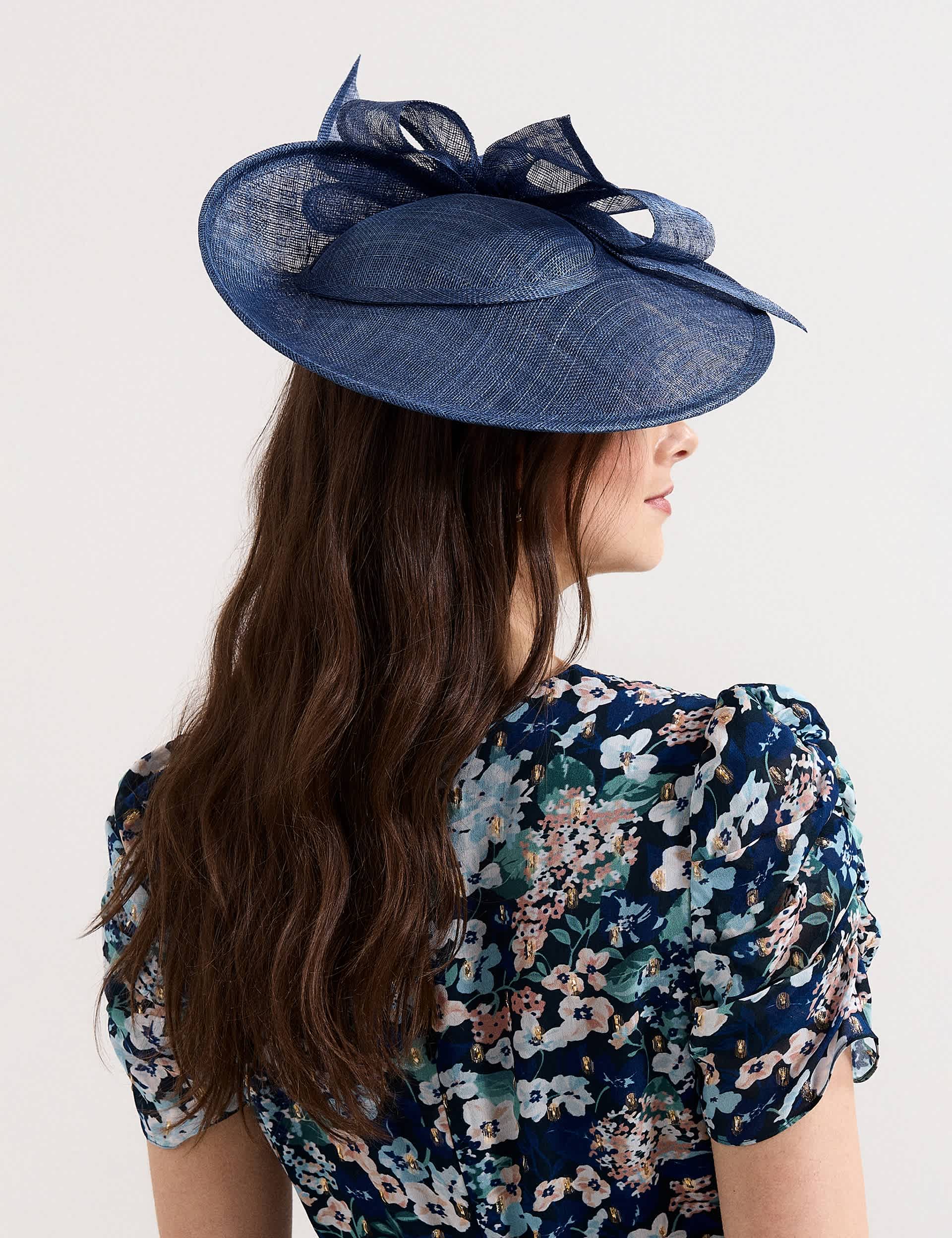 Phase Eight large bow fascinator in navy (British brand)