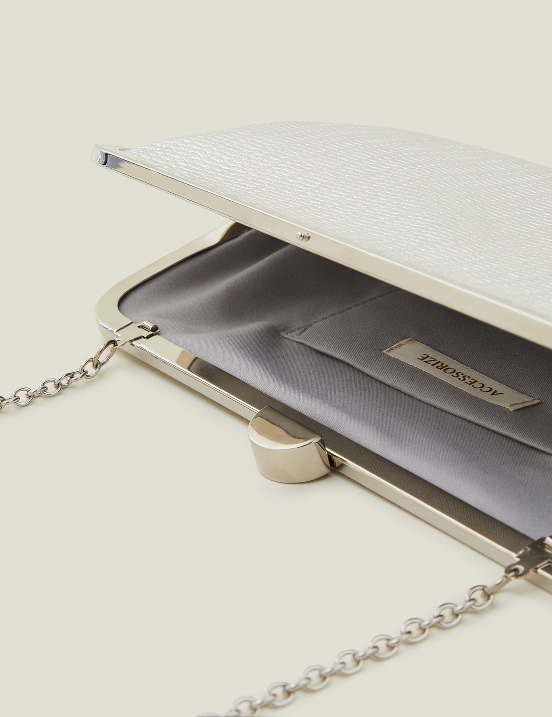 Accessorize metallic chain strap clutch bag (British brand)