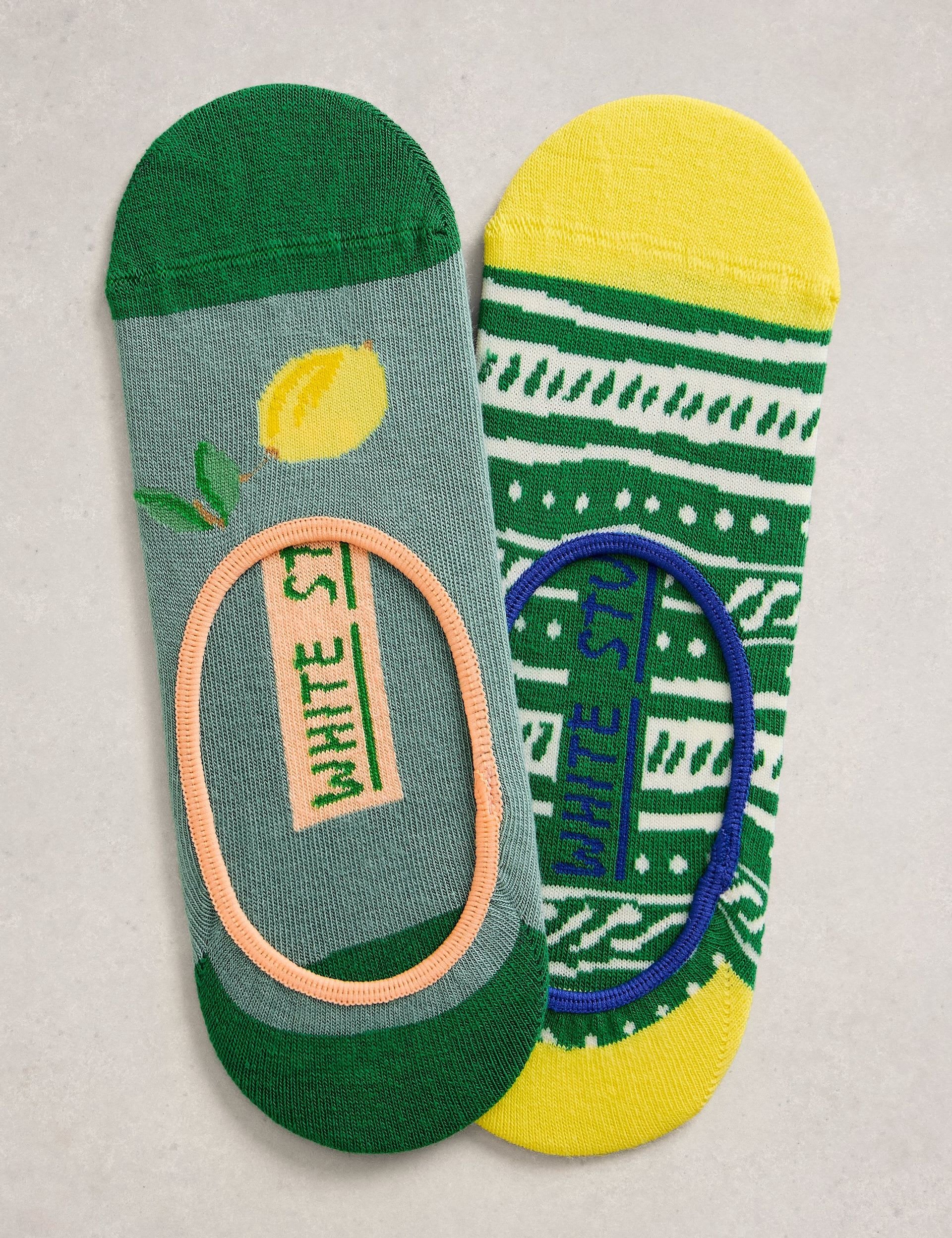 White Stuff footsies 2 pack cotton rich patterned no-show socks, UK version