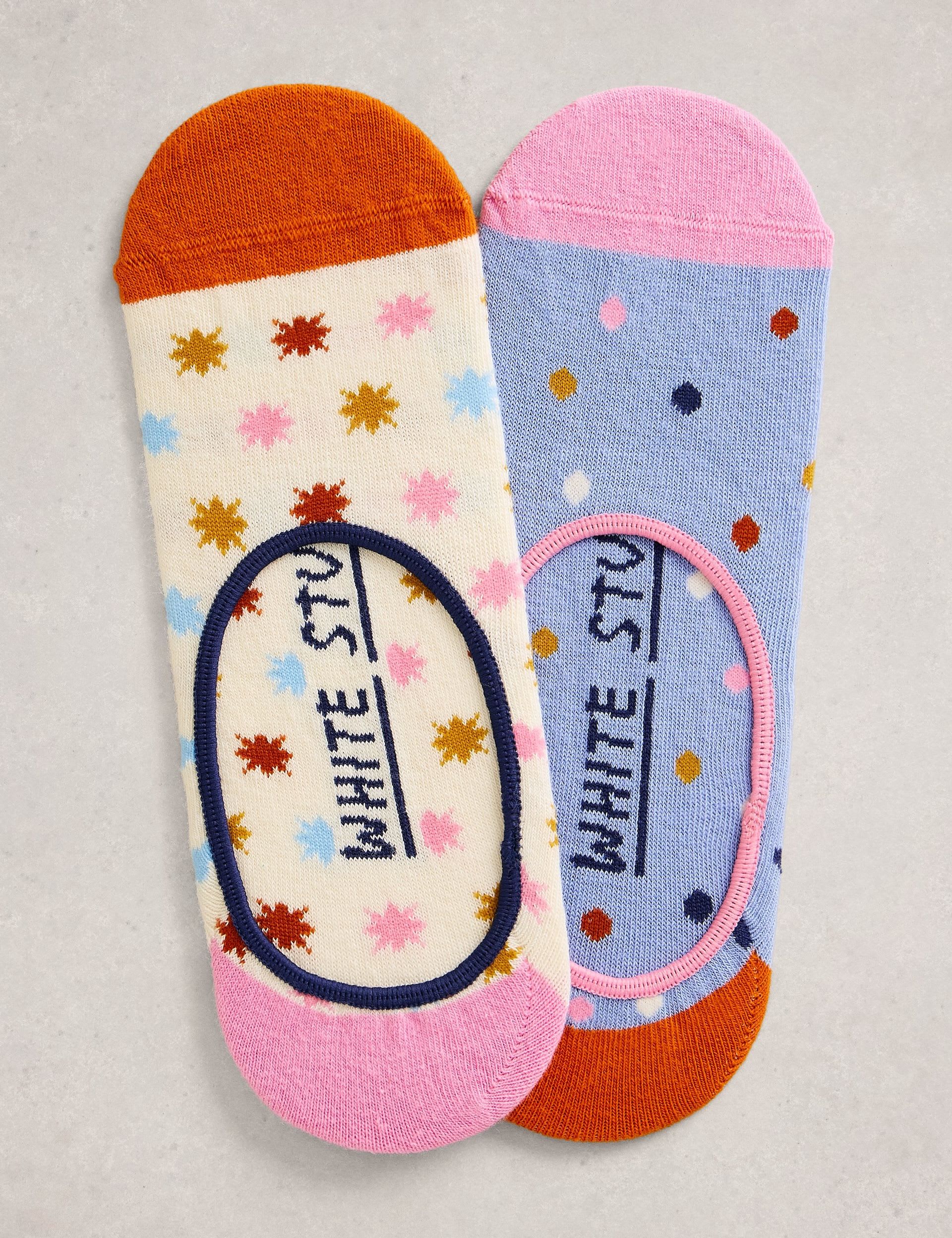 White Stuff cotton rich patterned footsies 2 pack, UK version