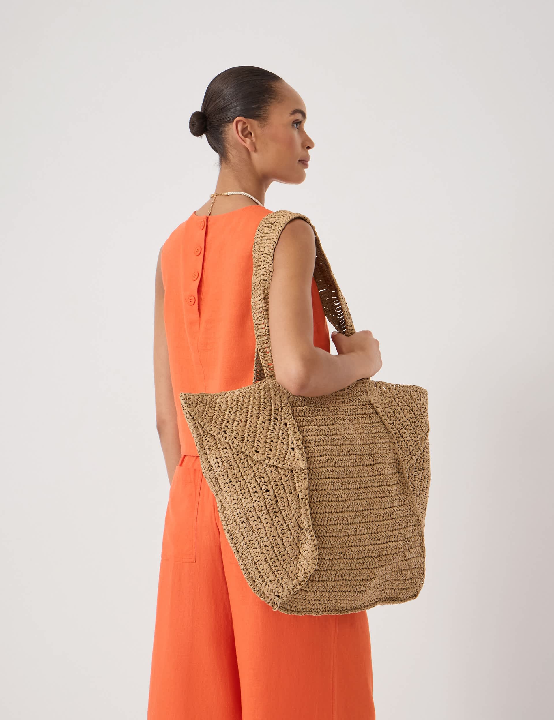 Hush raffia tote bag oversized, UK version
