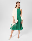 Woven fringed scarf in polyester viscose blend (British brand)