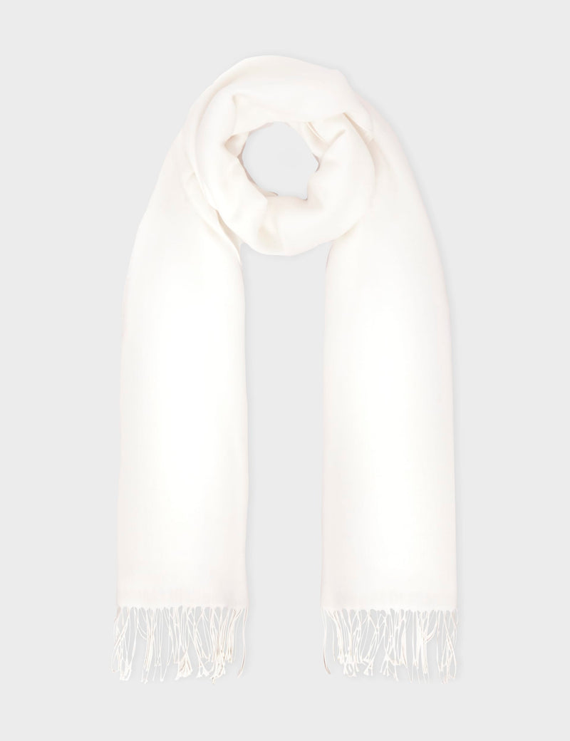 Woven fringed scarf in polyester viscose blend (British brand)