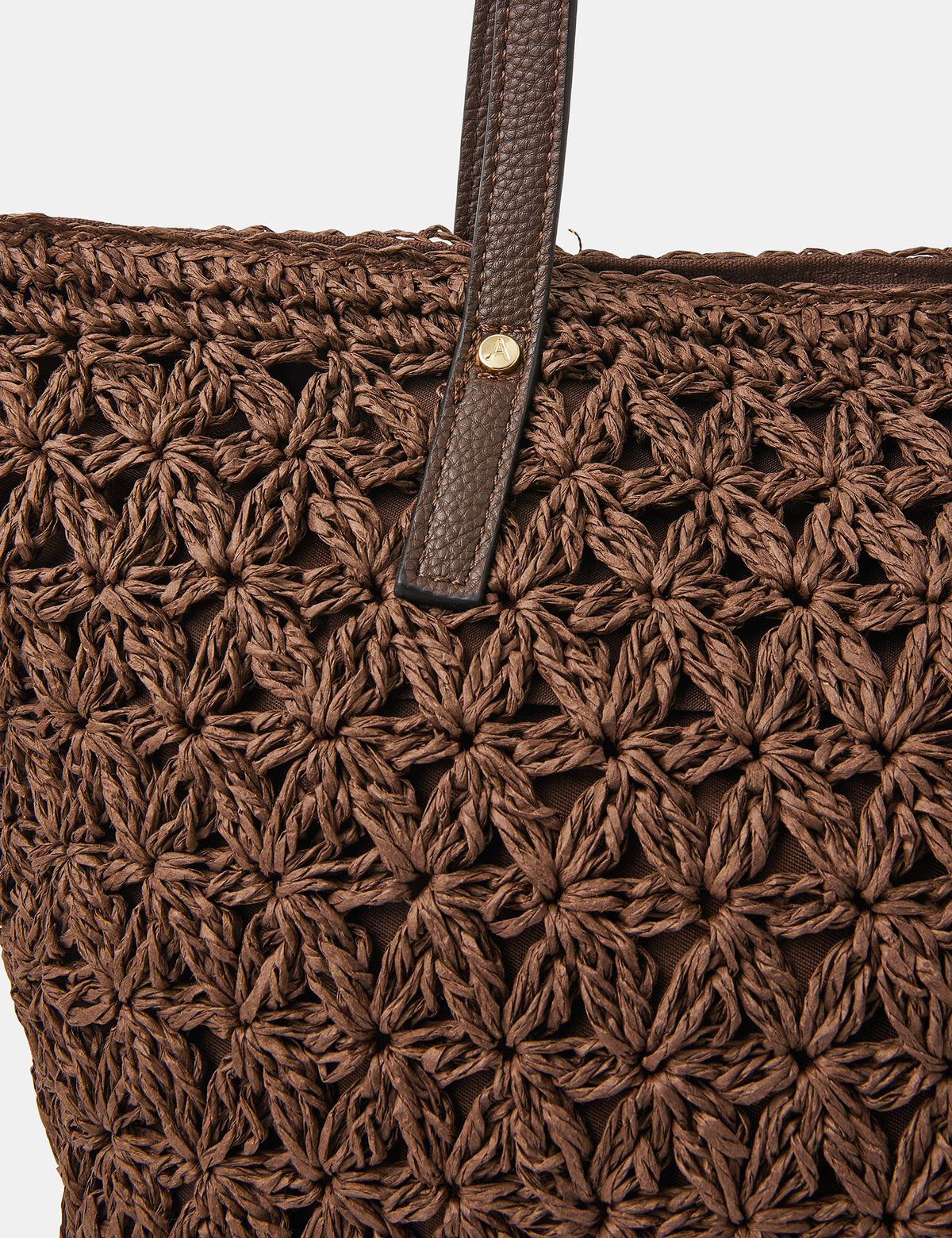 Accessorize jute shoulder bag with brown straps - British product