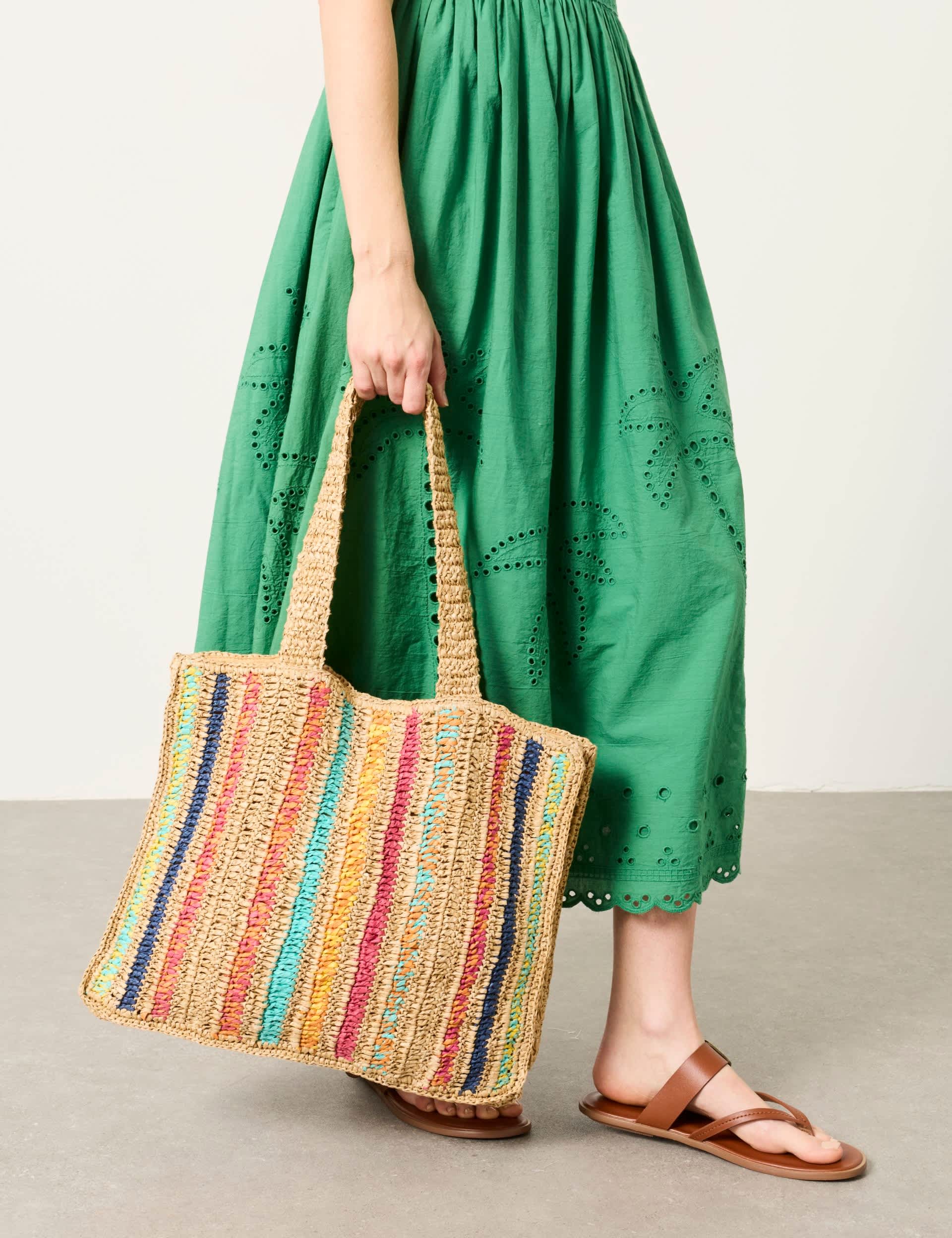 FatFace straw striped tote bag, imported from the UK