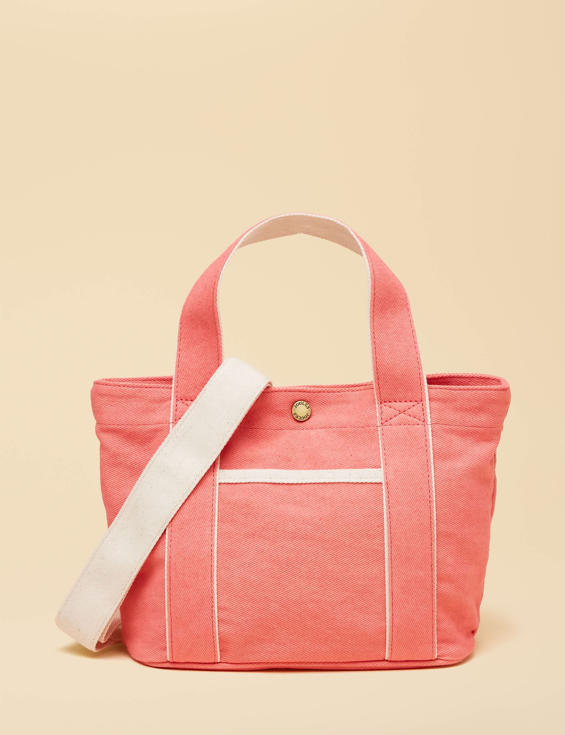 Joules mini cross body tote bag in cotton canvas, UK version
