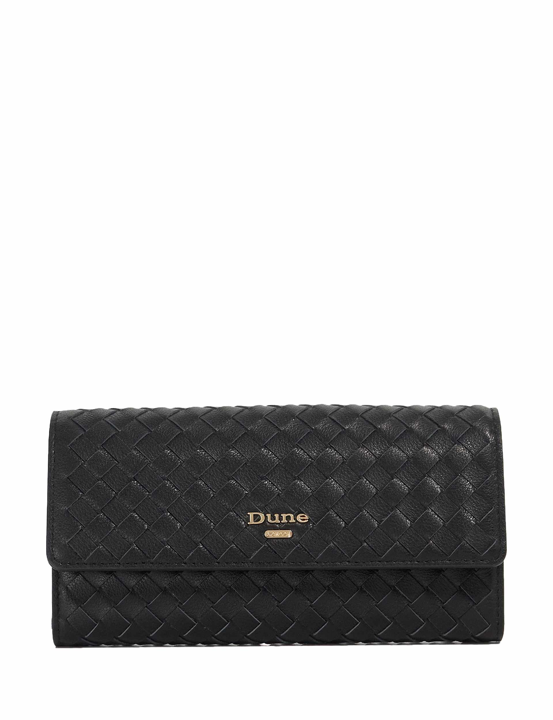 Dune London leather weave purse with gold-tone logo plaque - British product