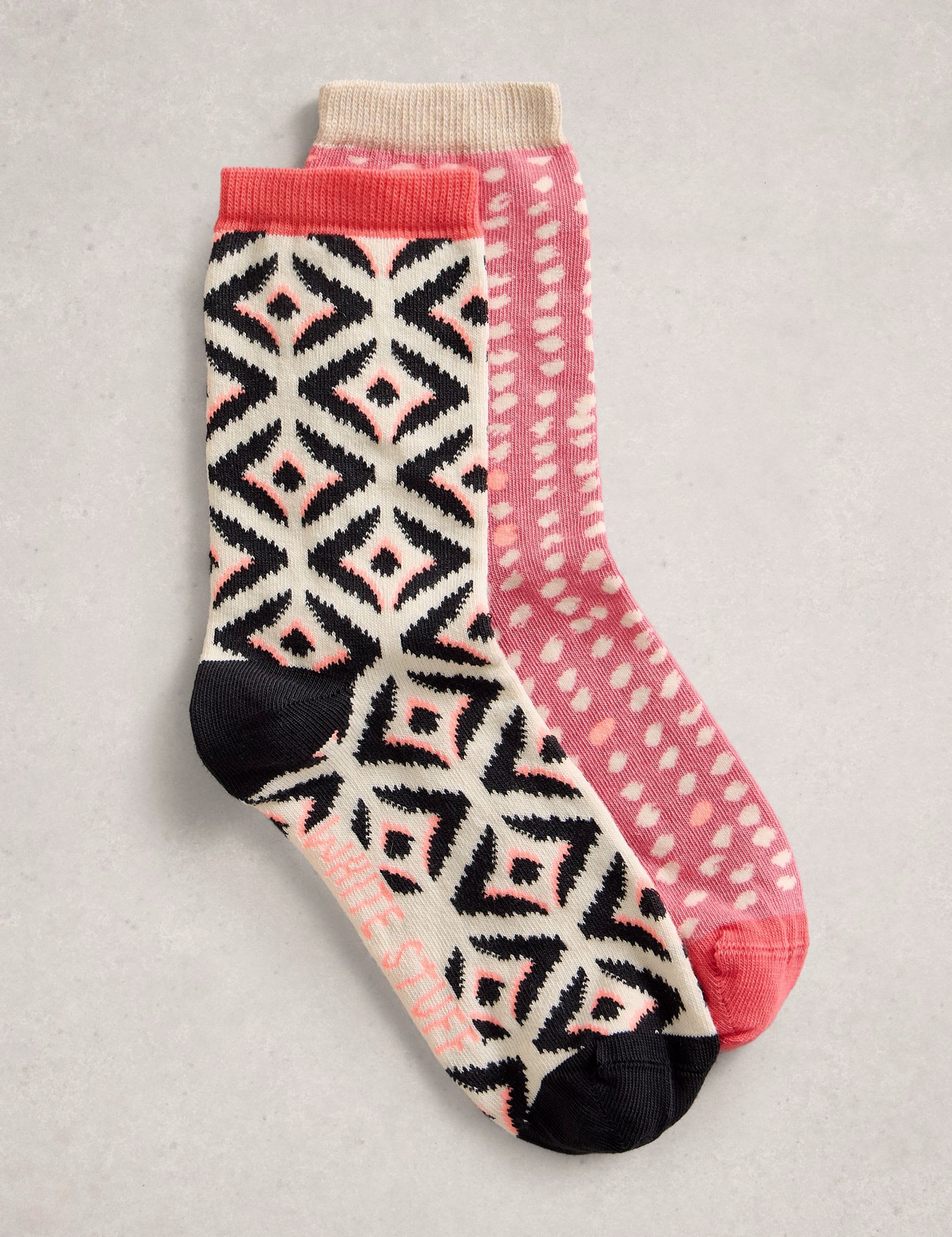 White Stuff geometric ankle socks 2 pack, UK version