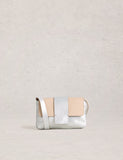 Sac bandoulière en cuir métallisé White Stuff, importé du Royaume-Uni