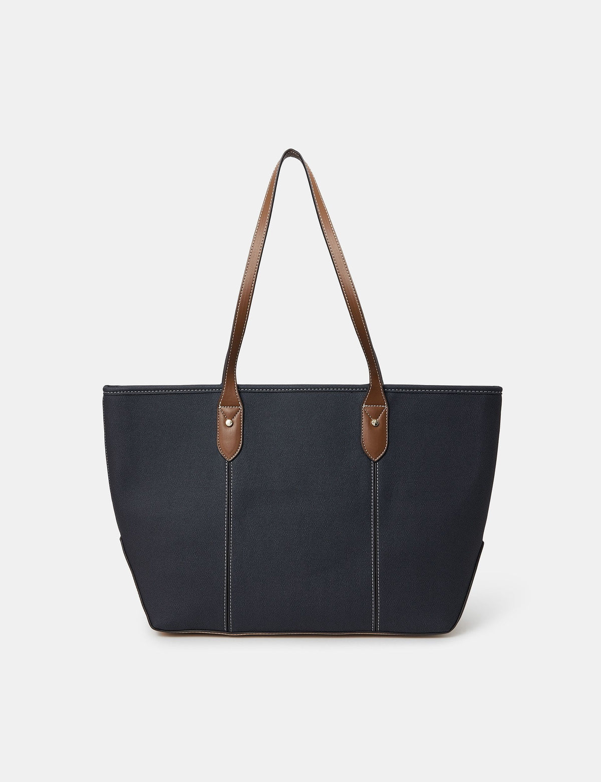 Accessorize textured zip top tote bag with contrast handles, imported from the UK