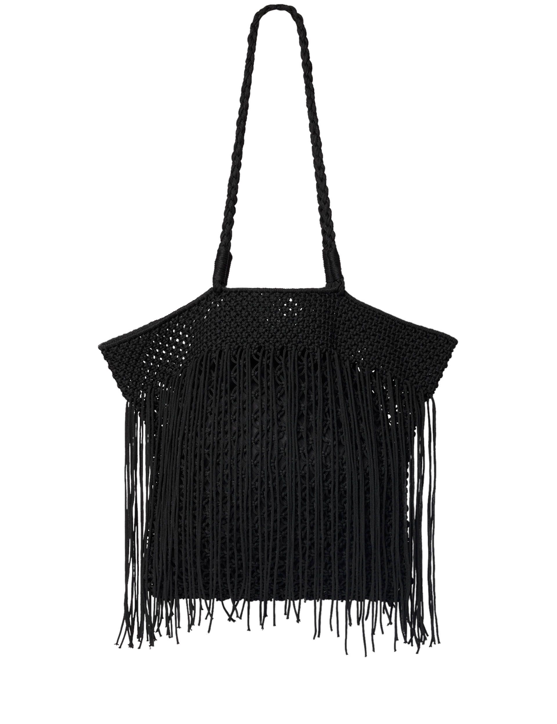Whistles woven fringed tote bag, imported from the UK