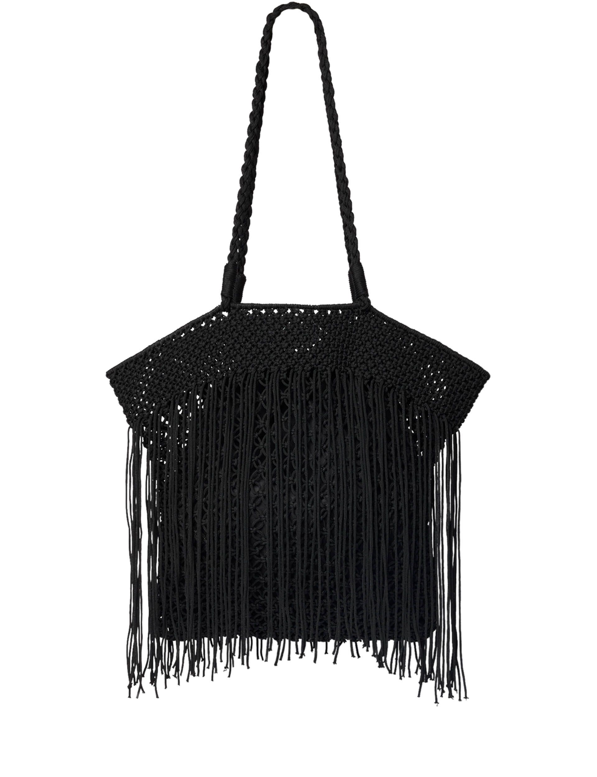 Whistles woven fringed tote bag, imported from the UK