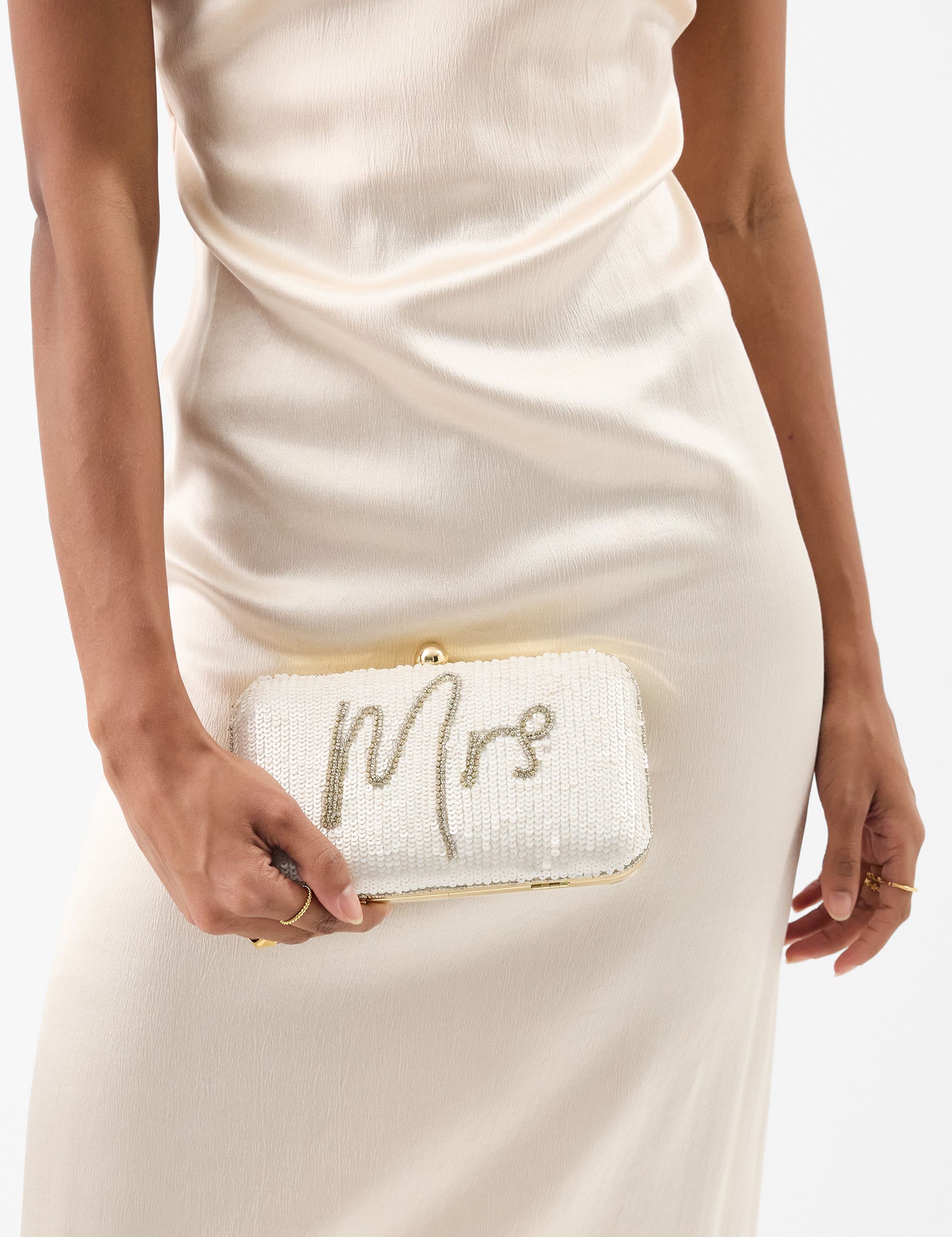 Accessorize Sequin Mrs Clutch Bag, imported from the UK