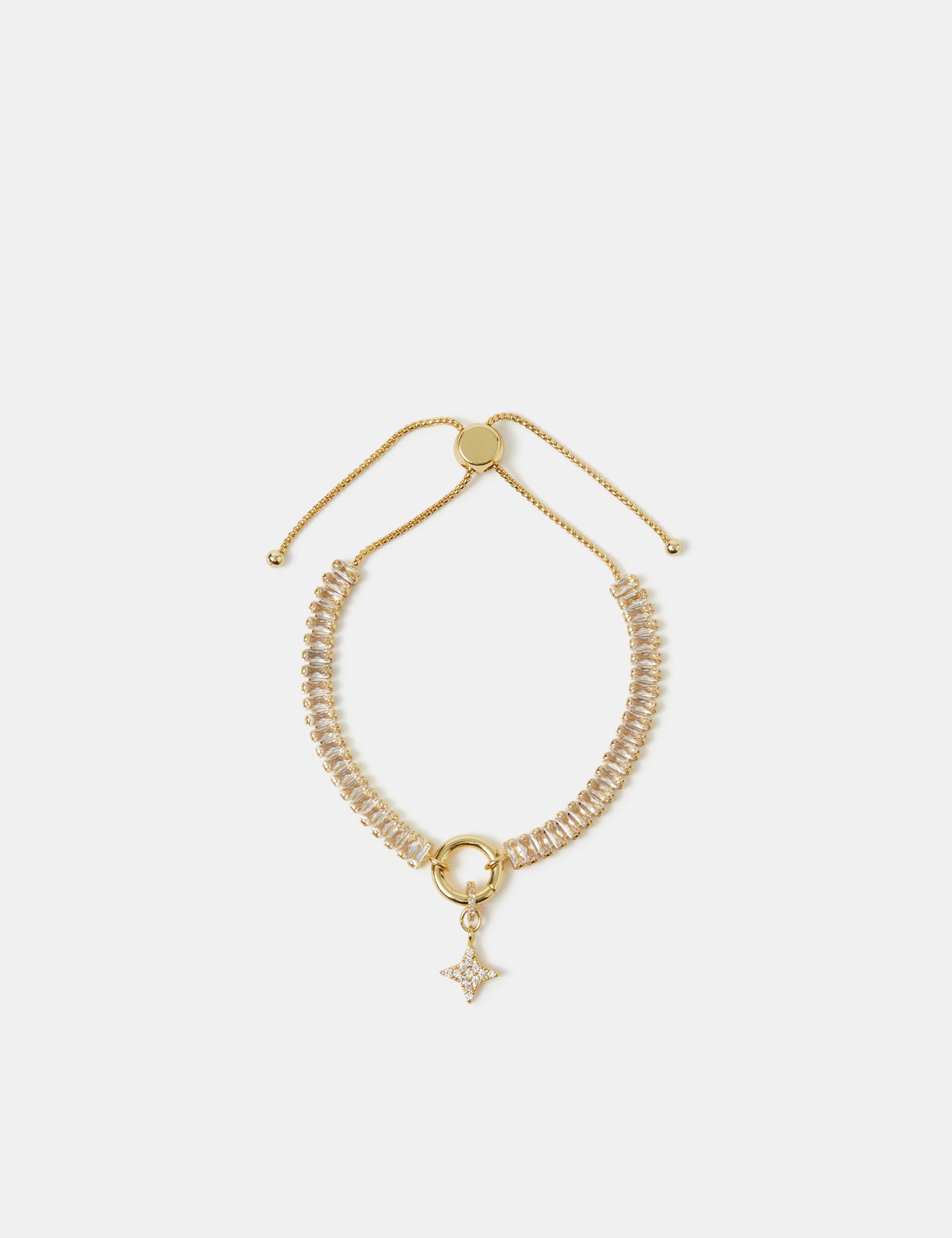 Z by Accessorize 14ct gold plated baguette charm bracelet (British brand)