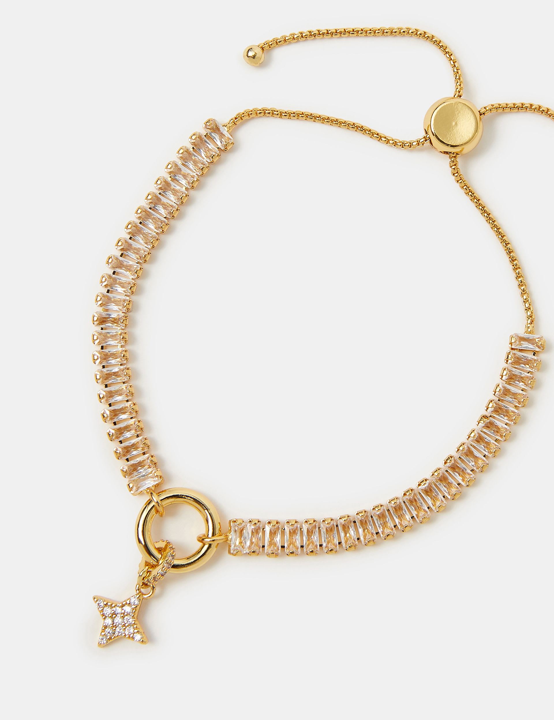 Z by Accessorize 14ct gold plated baguette charm bracelet (British brand)