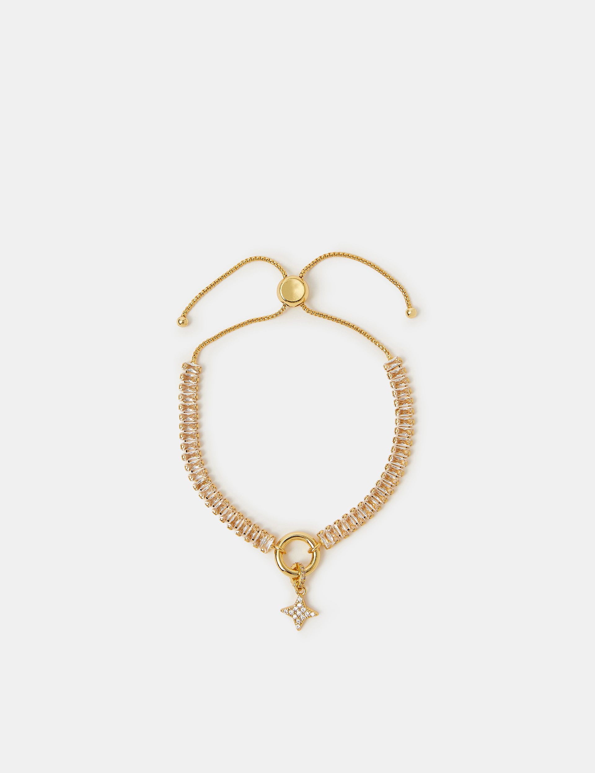 Z by Accessorize 14ct gold plated baguette charm bracelet (British brand)