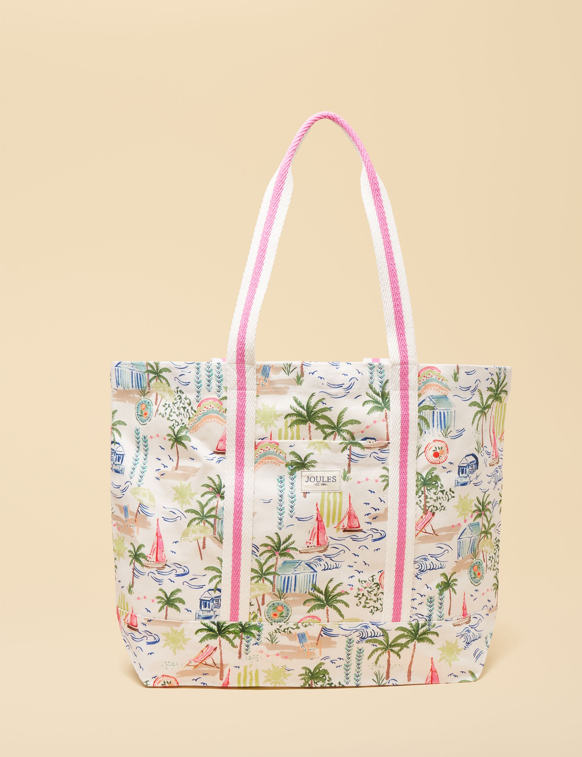 Joules pure cotton printed tote bag with palm design - British product