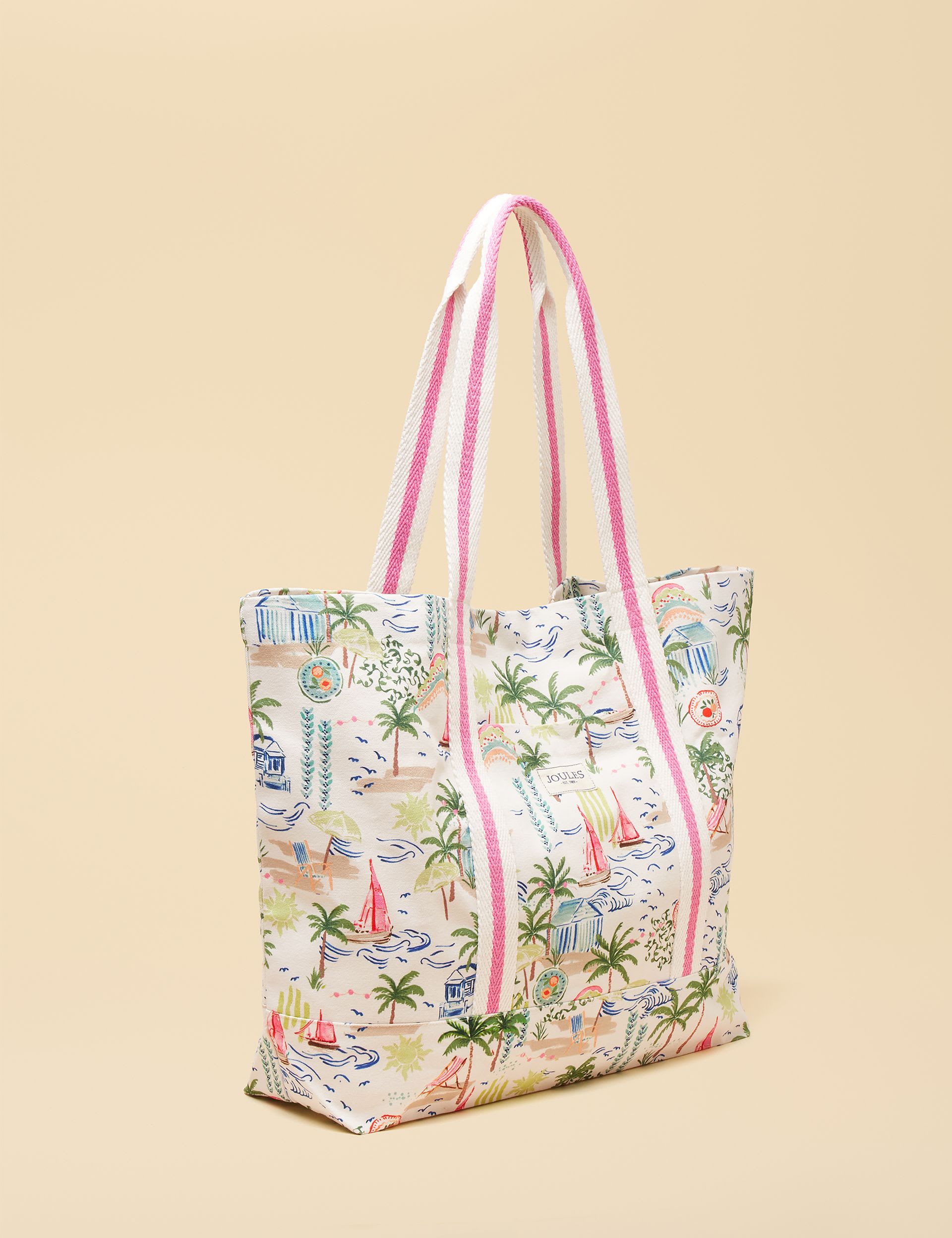 Joules pure cotton printed tote bag with palm design - British product