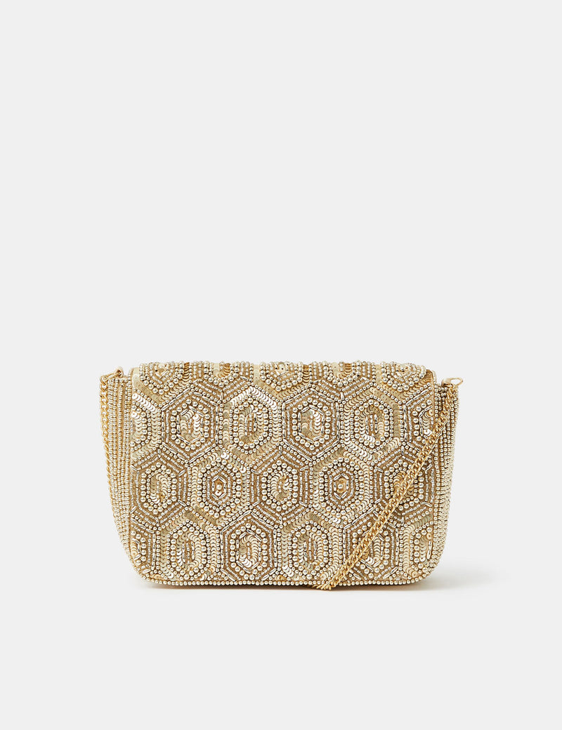 Accessorize geometric beaded clutch bag, imported from the UK