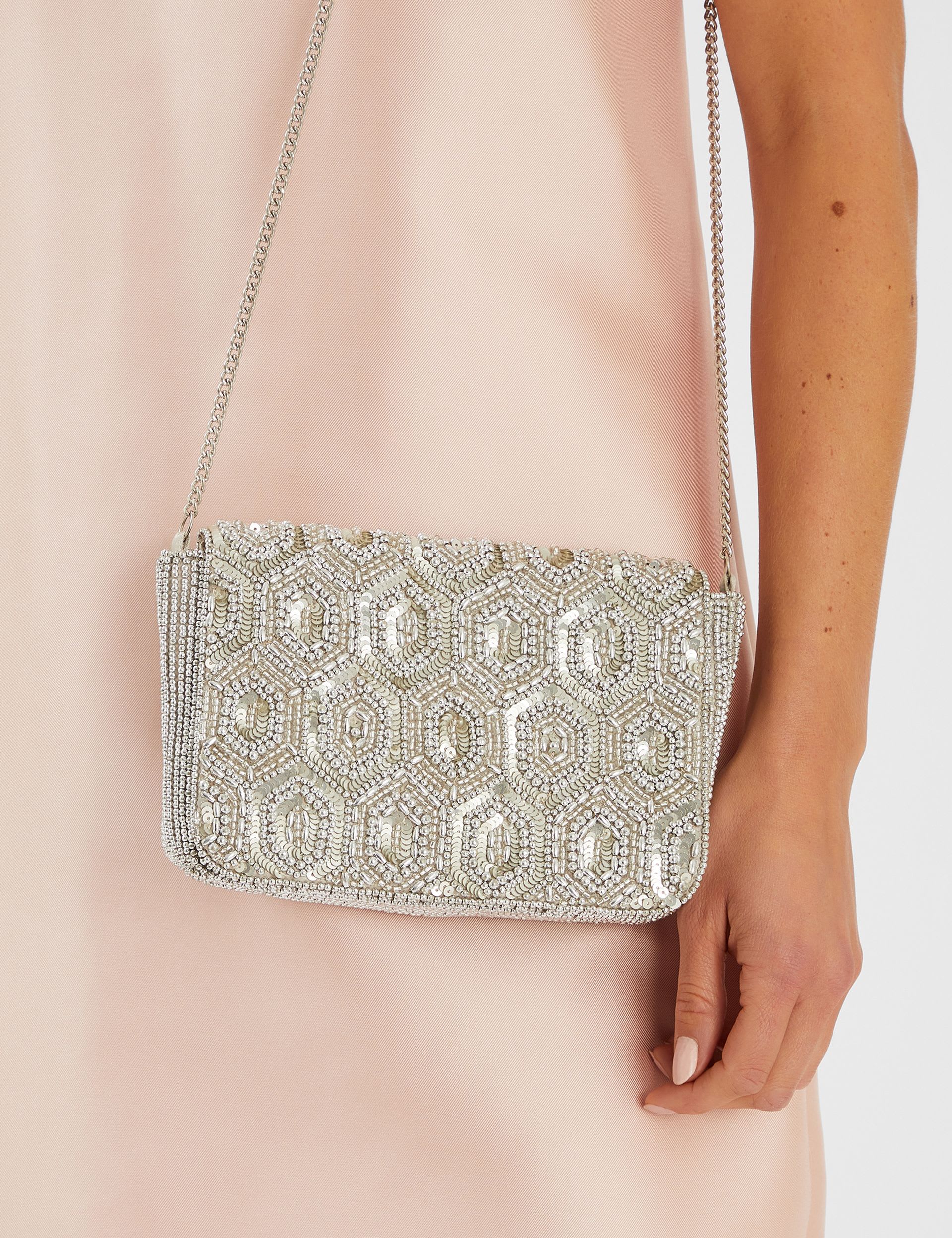 Accessorize geometric beaded clutch bag, imported from the UK