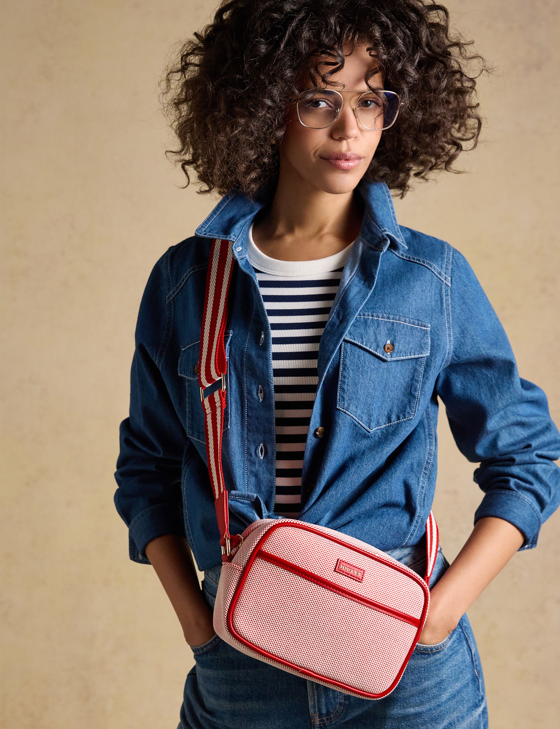 Joules cotton rich cross body bag checked pattern, UK version