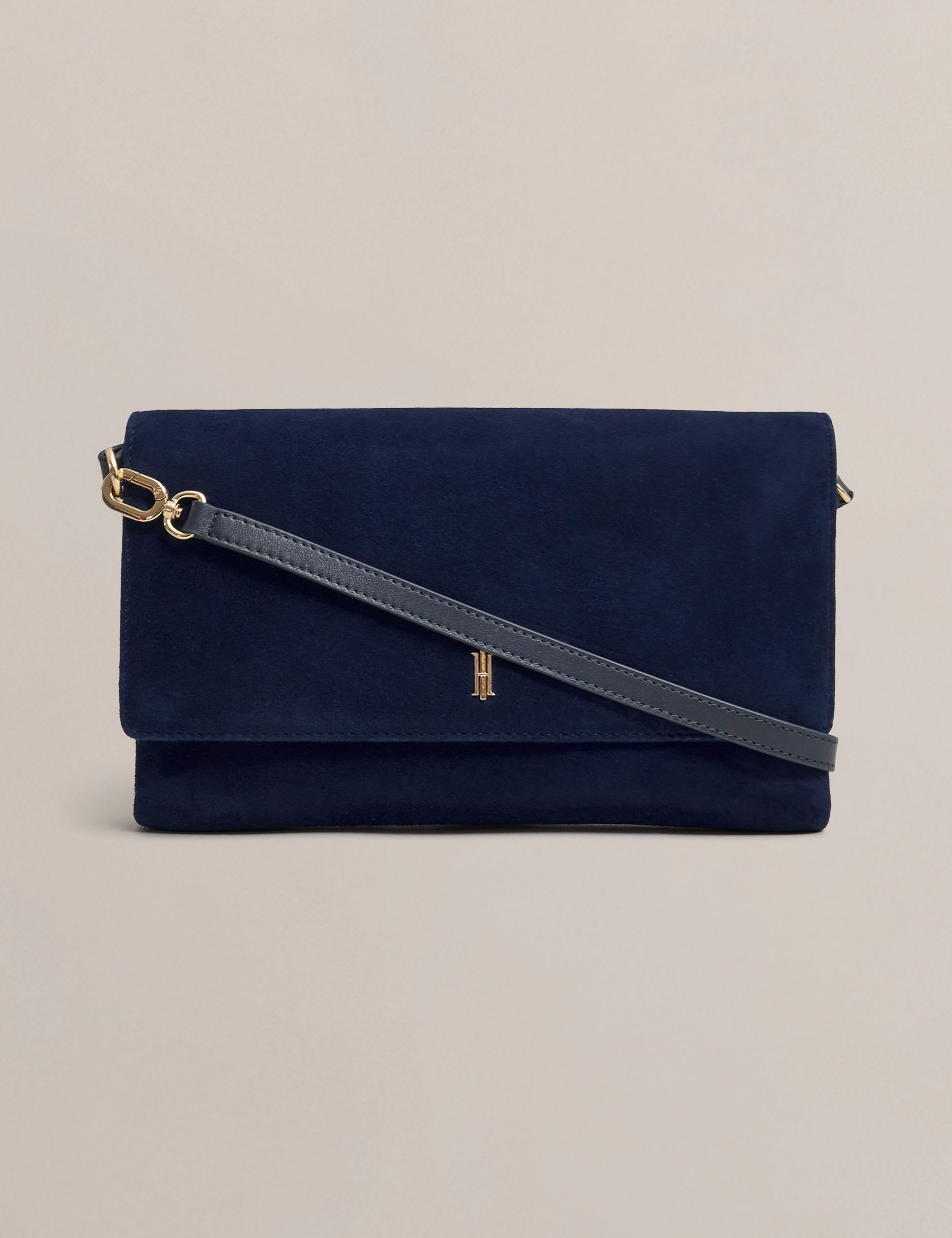 Hobbs suede clutch bag with detachable strap (British brand)
