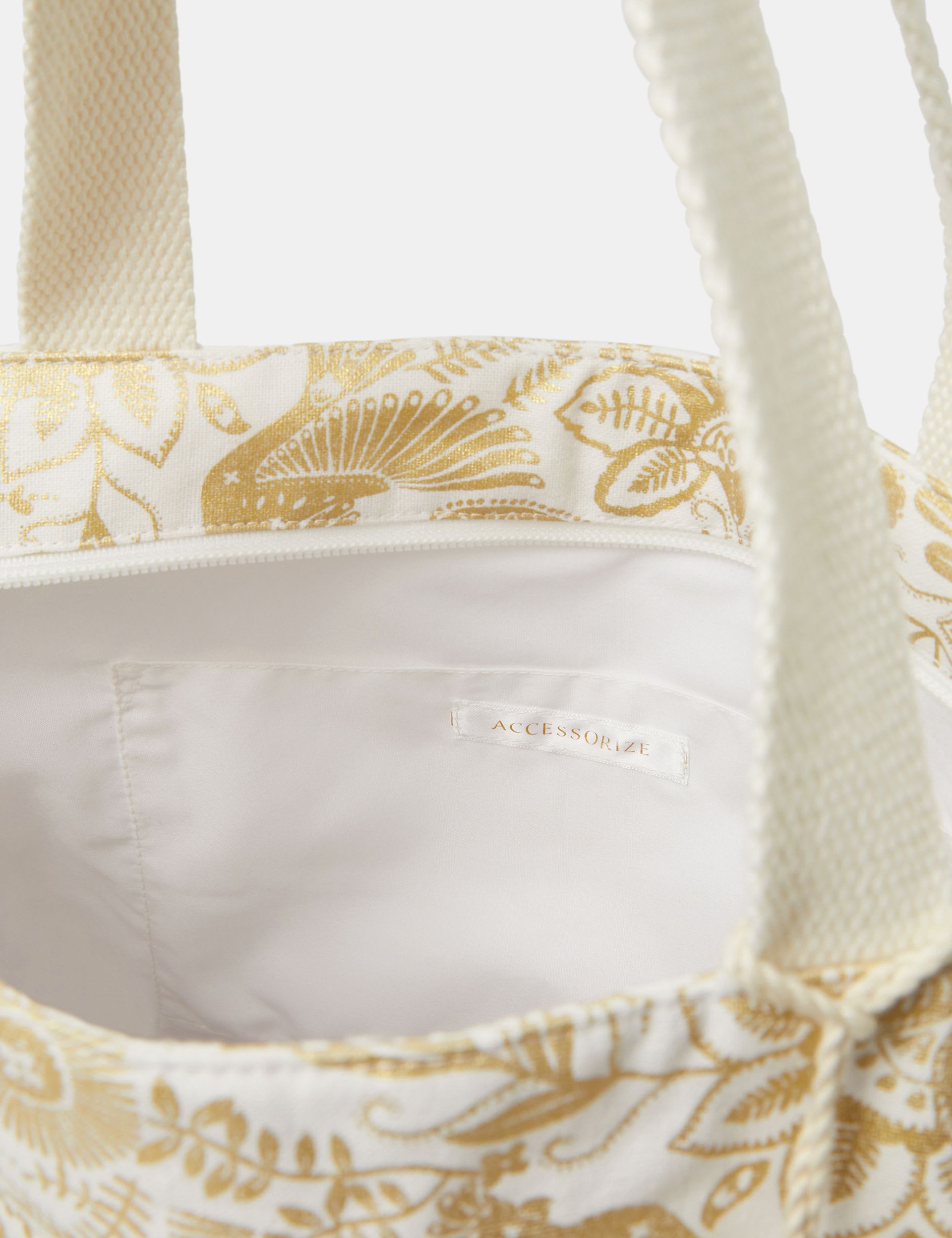 Accessorize pure cotton metallic printed tote bag, UK version