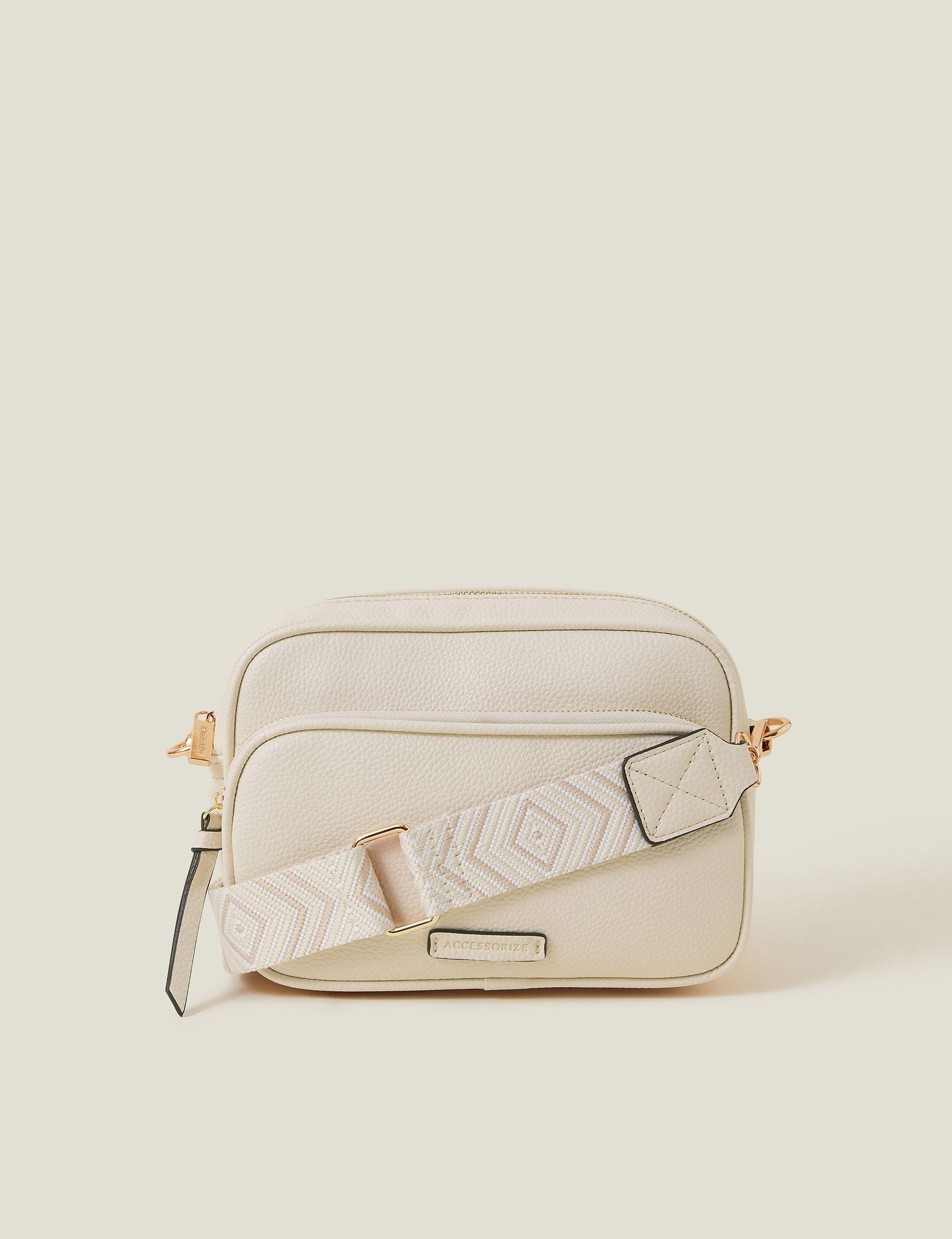 Accessorize faux leather double zip cross body camera bag - British product