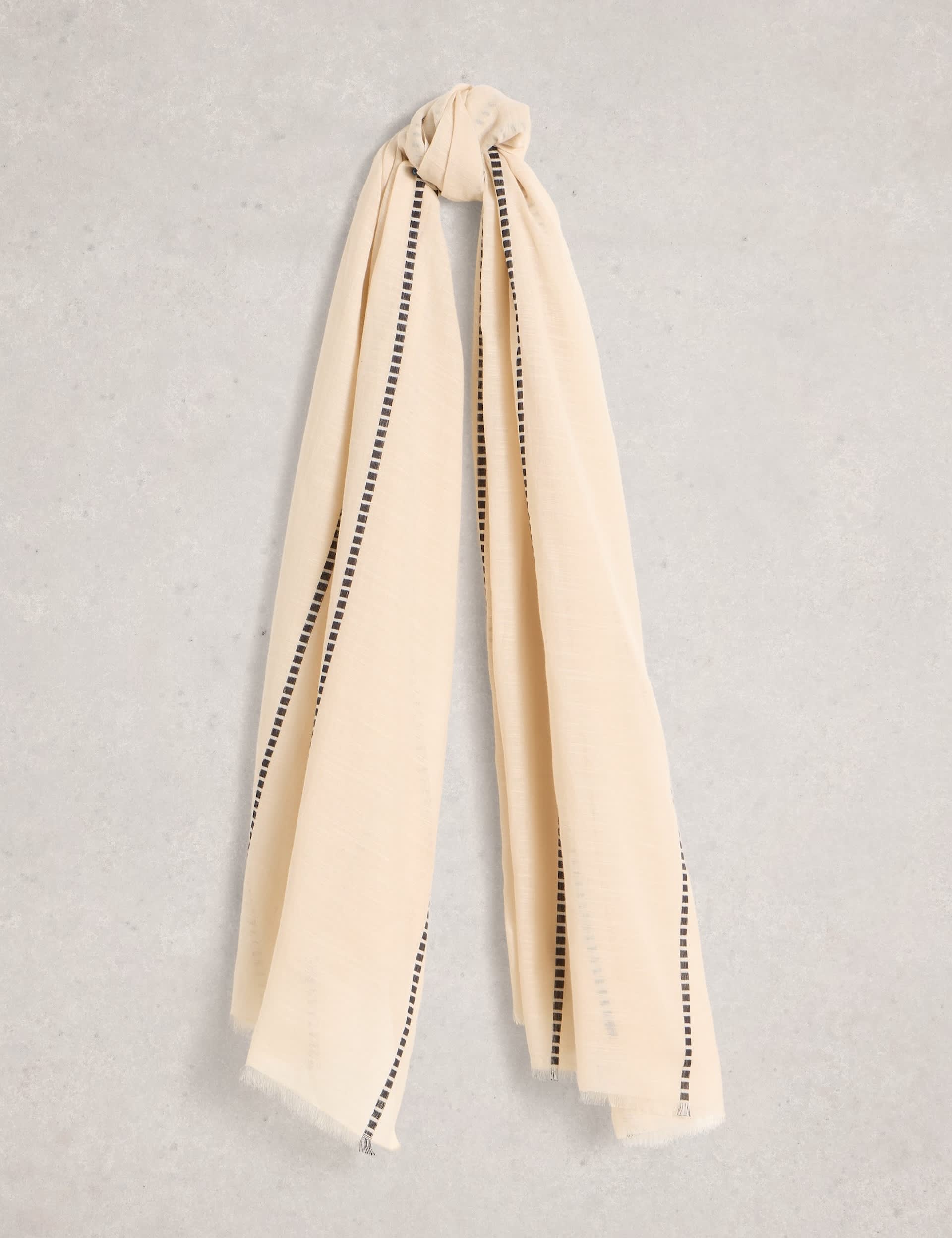 White Stuff pure cotton striped scarf, imported from the UK