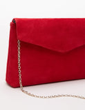Suede Chain Strap Clutch Bag