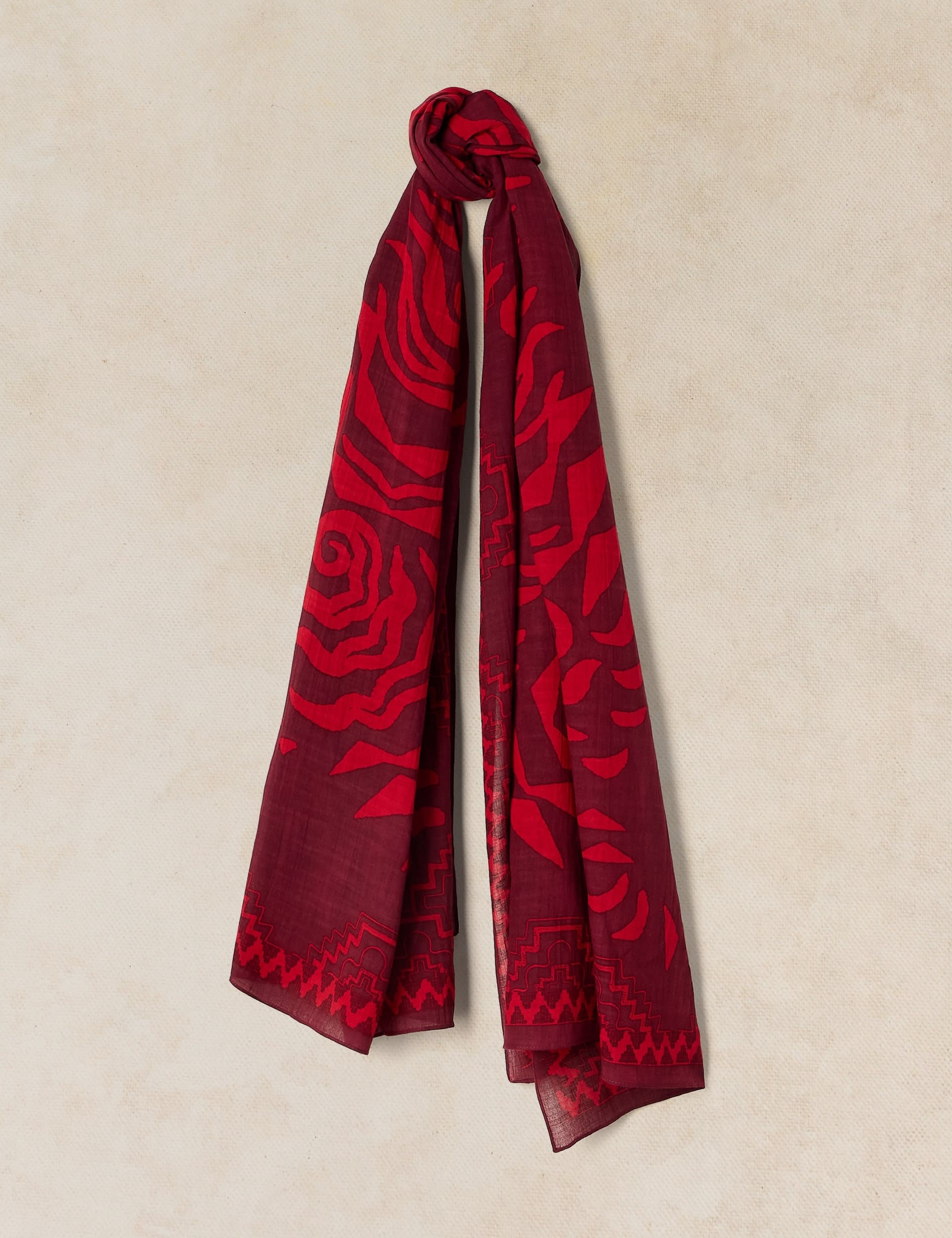 White Stuff printed cotton blend scarf, UK version