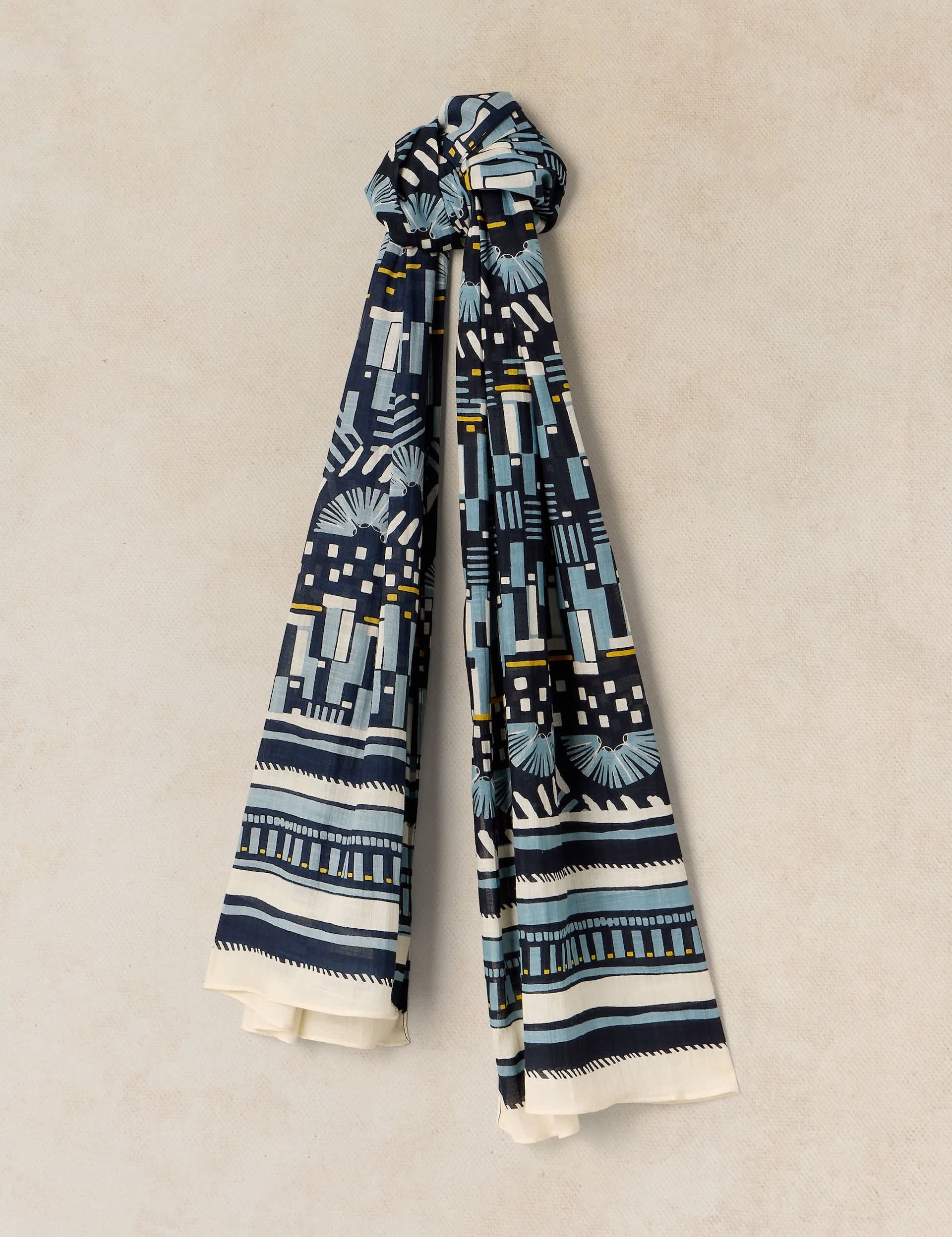 White Stuff printed cotton blend scarf, UK version
