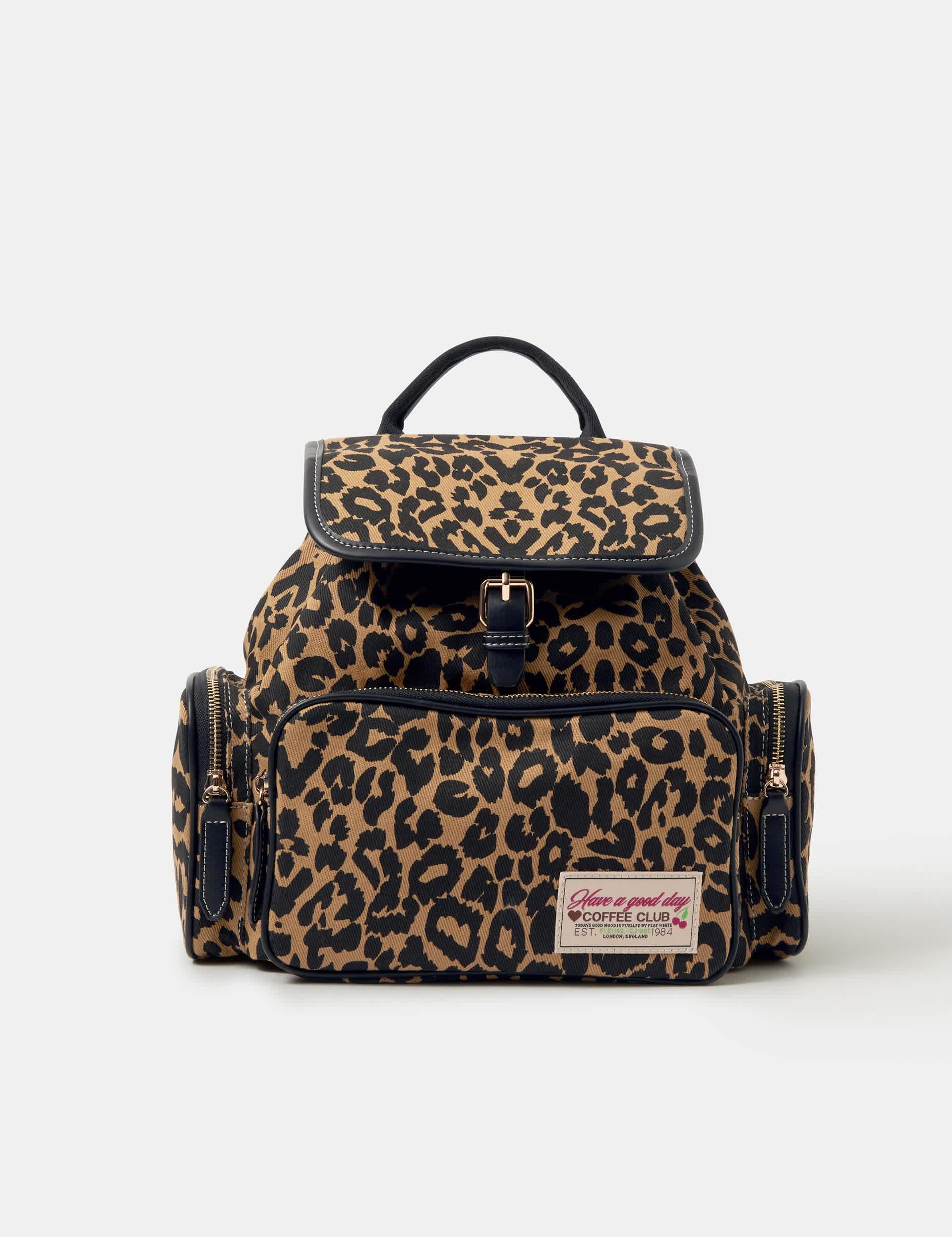 Accessorize leopard print canvas backpack, imported from the UK