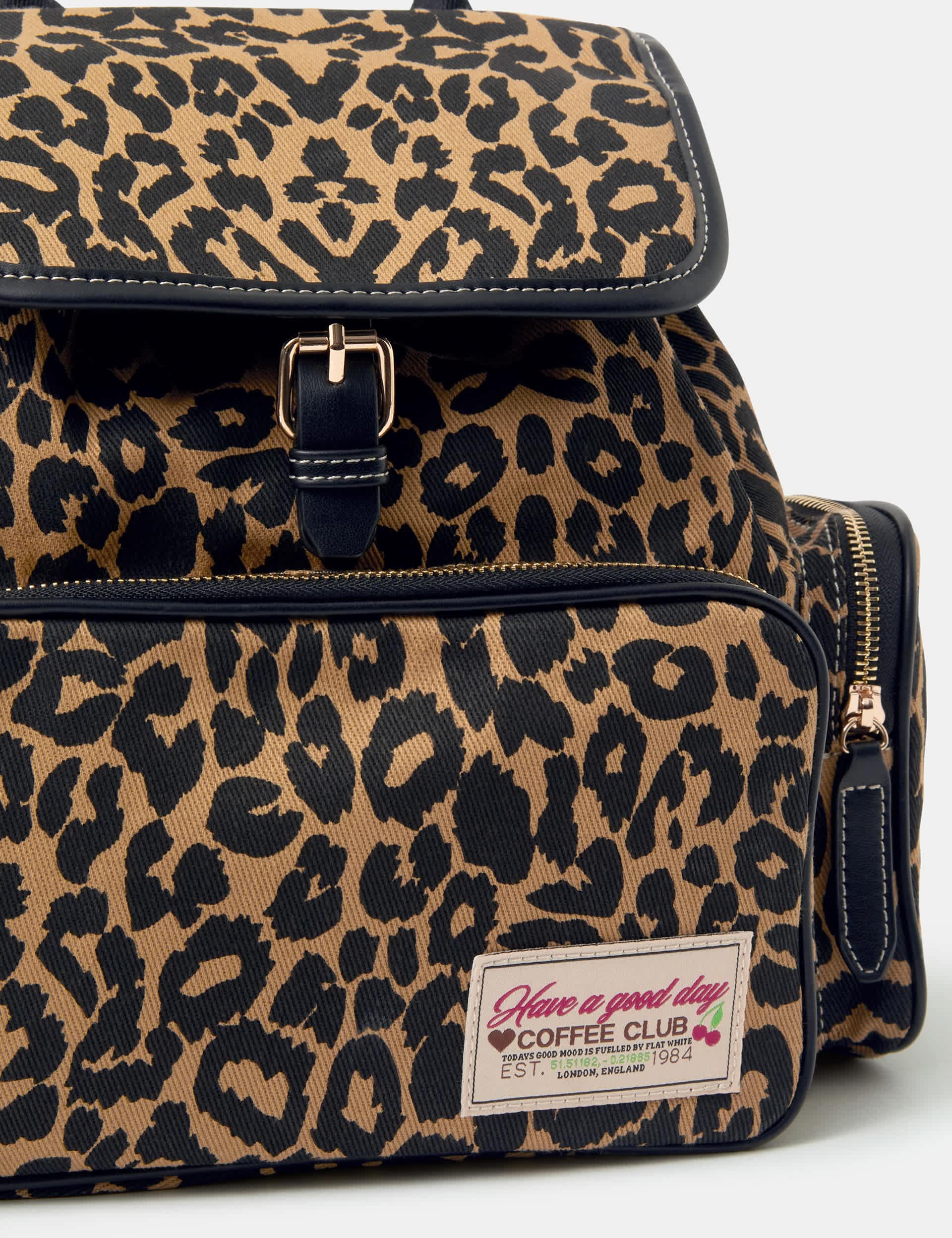Accessorize leopard print canvas backpack, imported from the UK