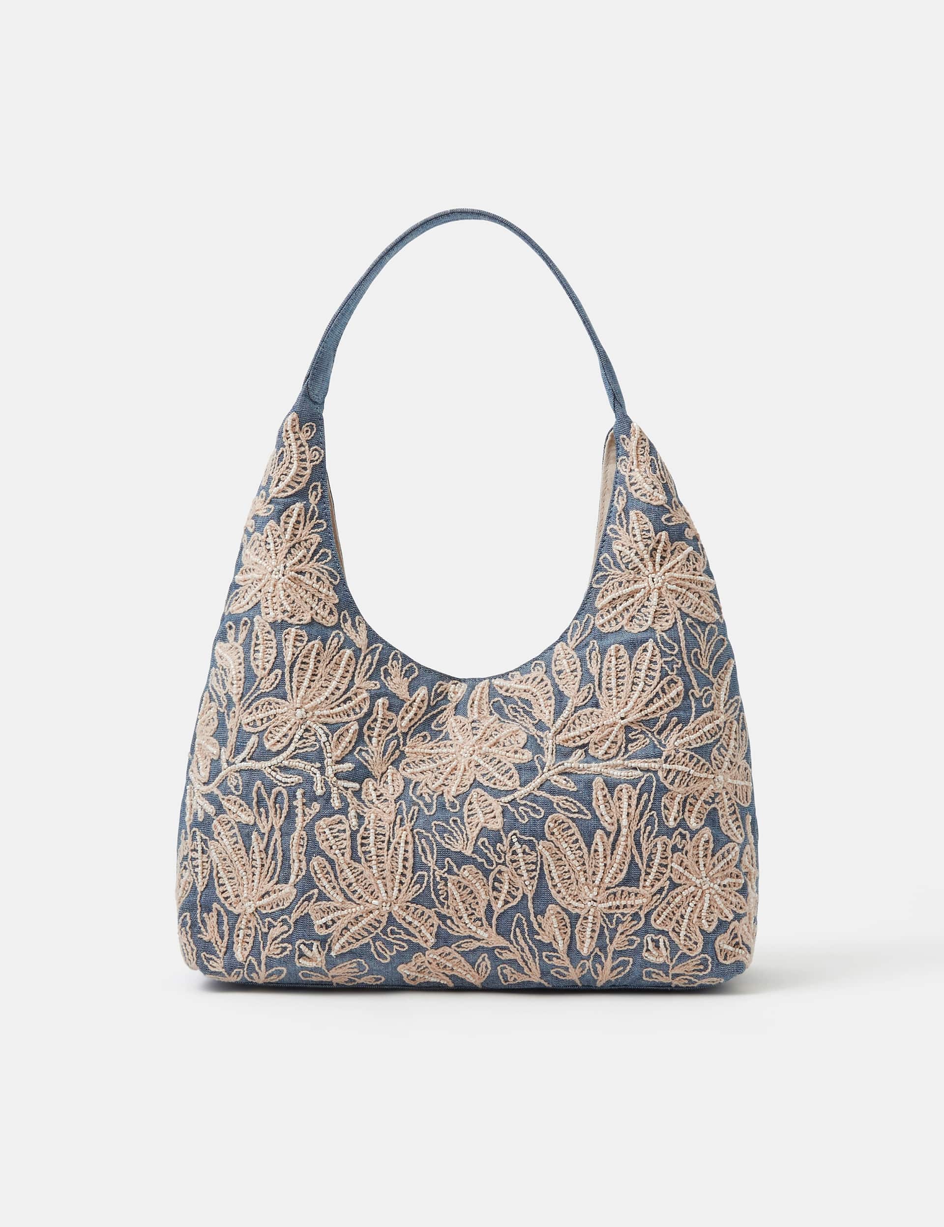 Accessorize embroidered denim shoulder bag, imported from the UK